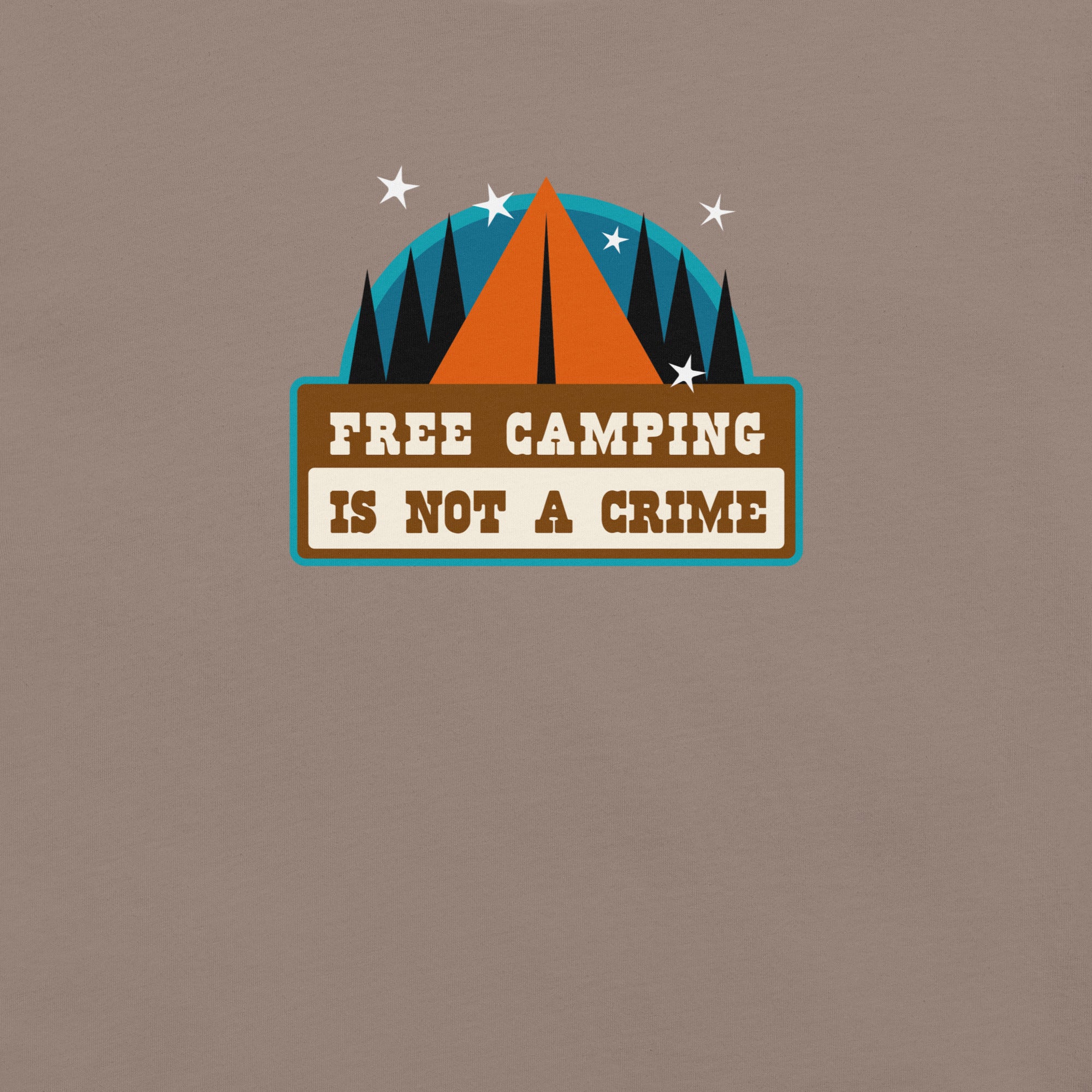 T-shirt en coton unisexe Free camping is not a crime sur couleurs foncées