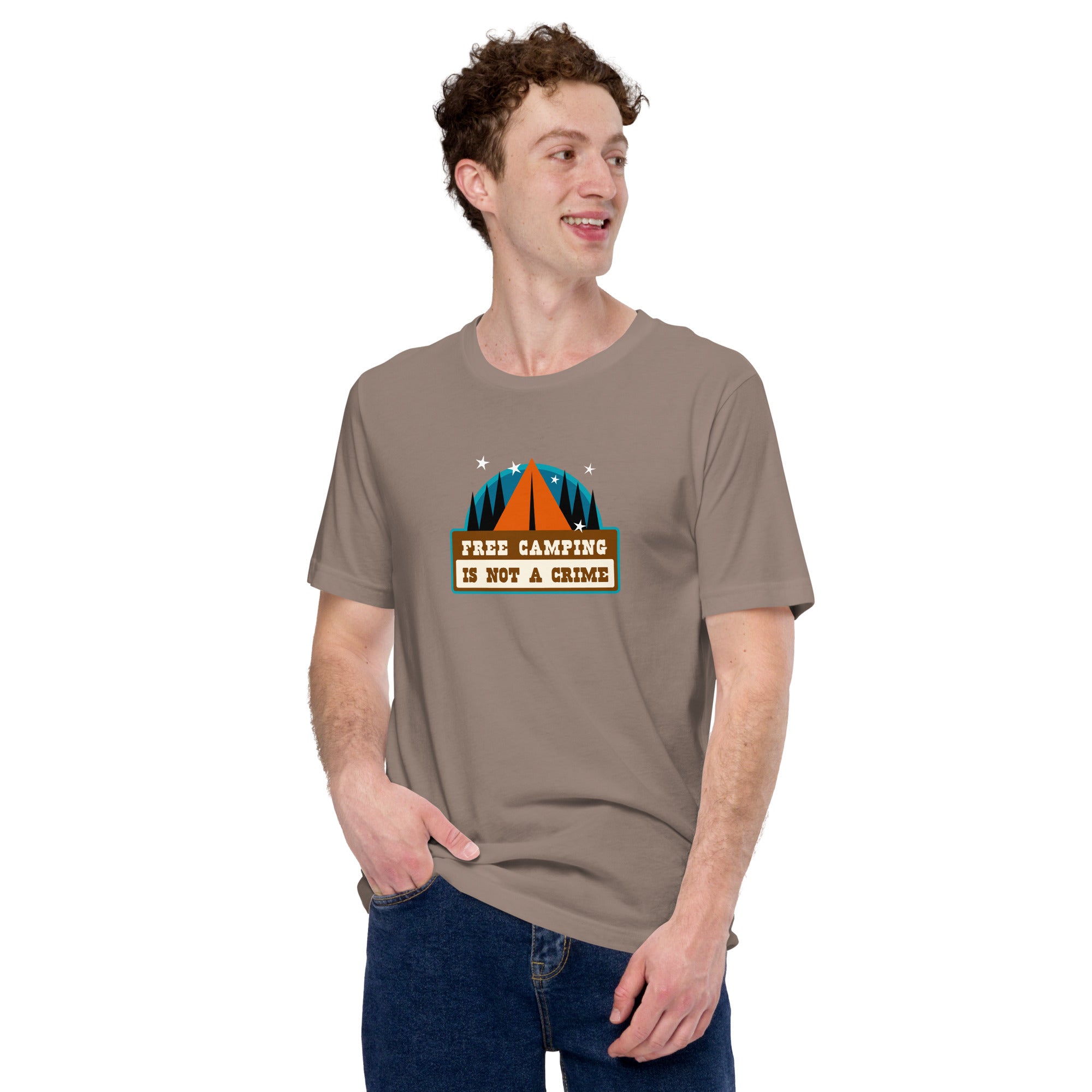 Unisex cotton t-shirt Free Camping is not a Crime on dark colors