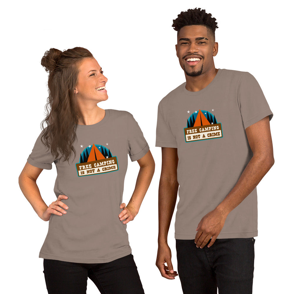 Unisex cotton t-shirt Free Camping is not a Crime on dark colors