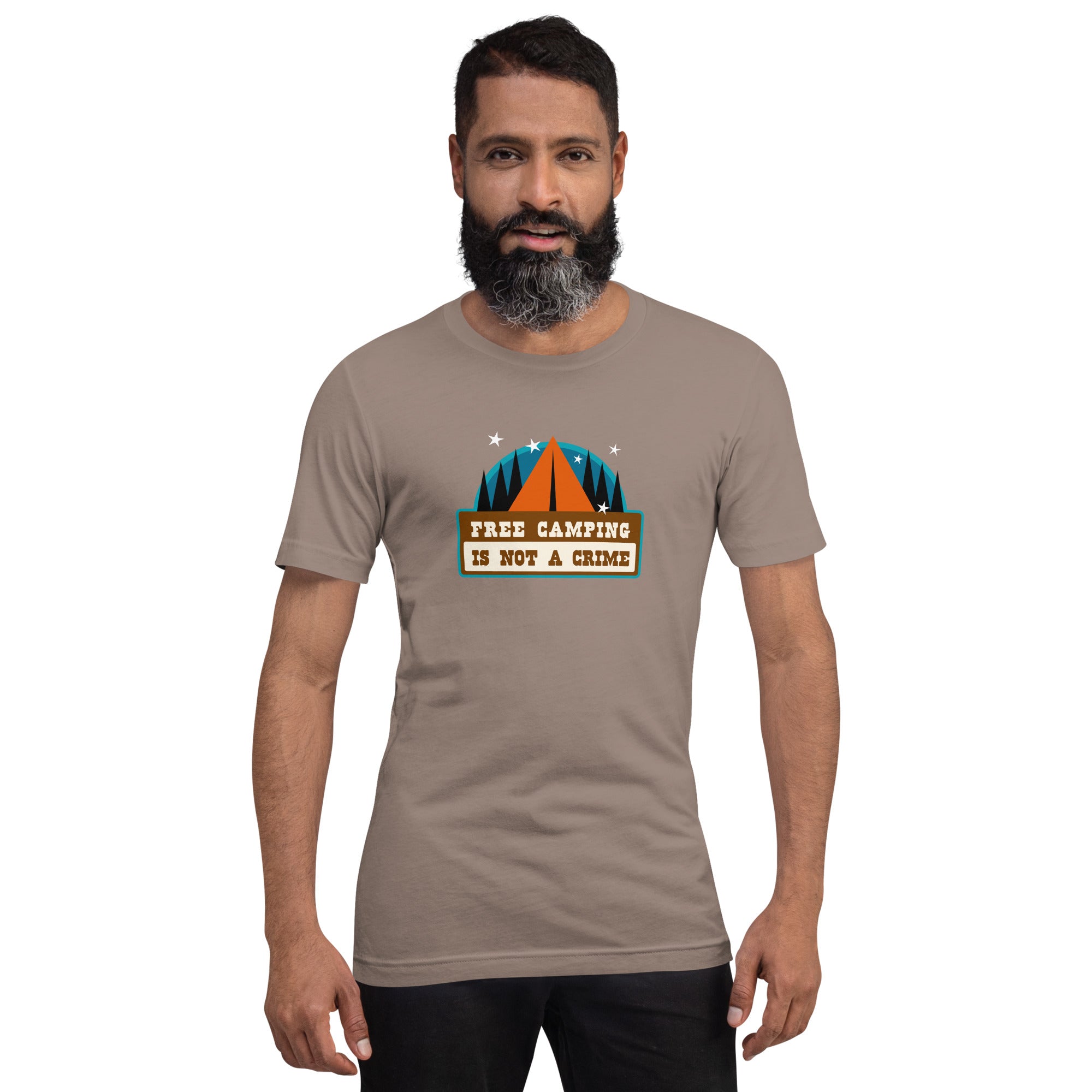 Unisex cotton t-shirt Free Camping is not a Crime on dark colors