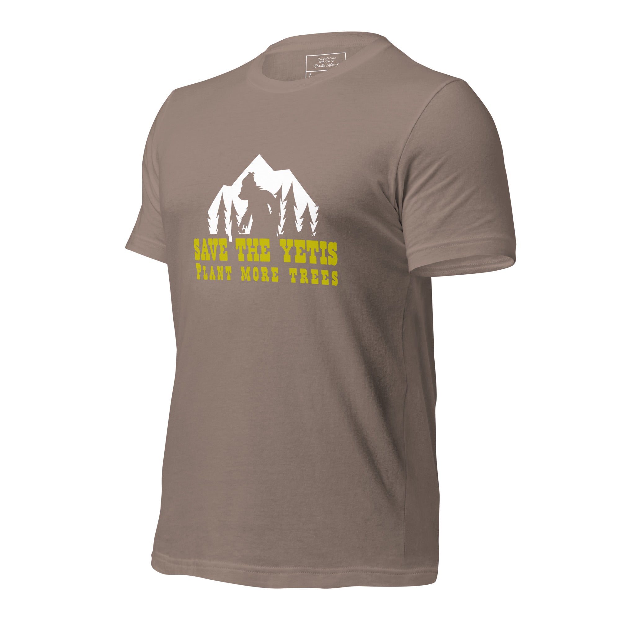 Unisex cotton t-shirt Save the Yetis Plant more Trees on dark colors (front & back)