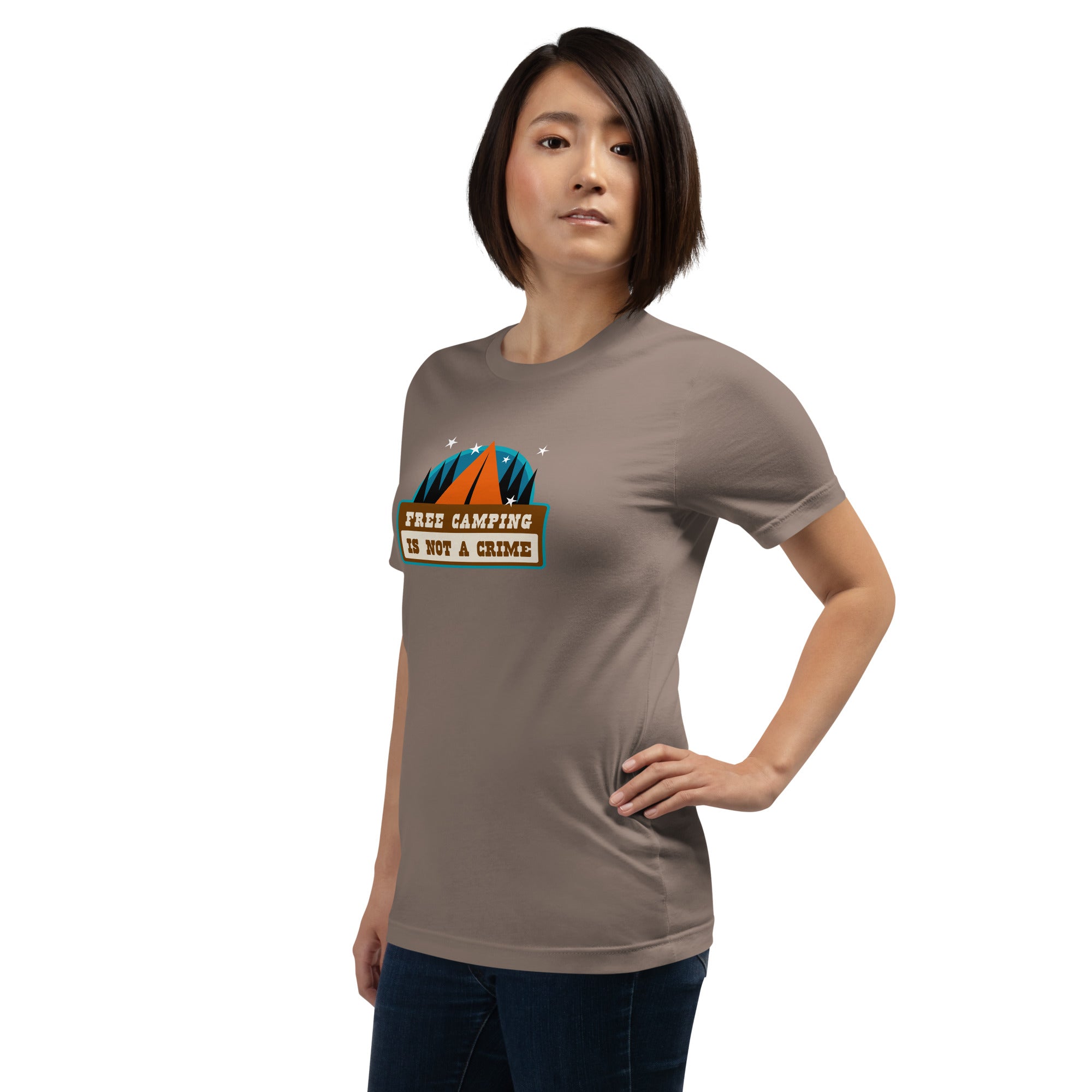 Unisex cotton t-shirt Free Camping is not a Crime on dark colors