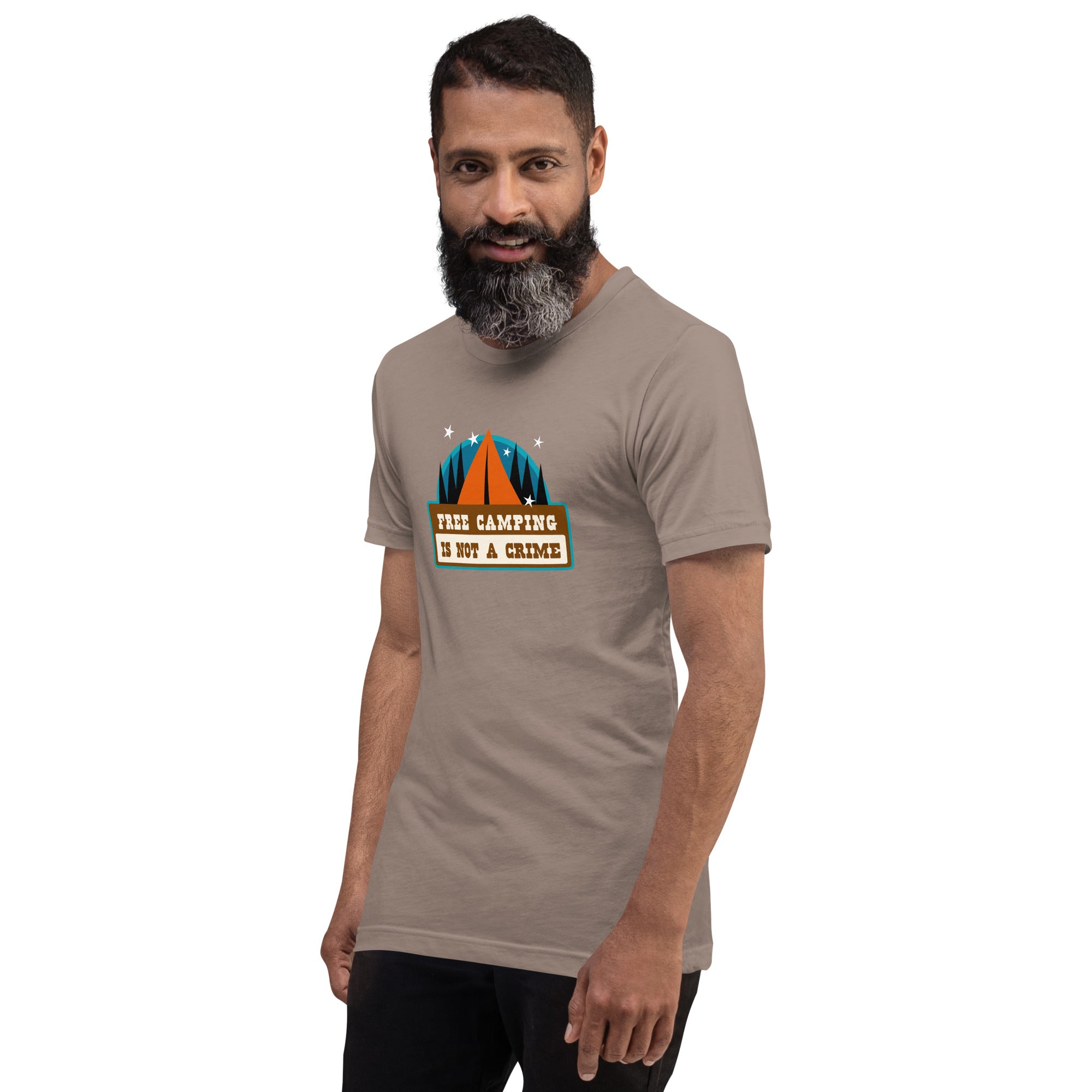 Unisex cotton t-shirt Free Camping is not a Crime on dark colors