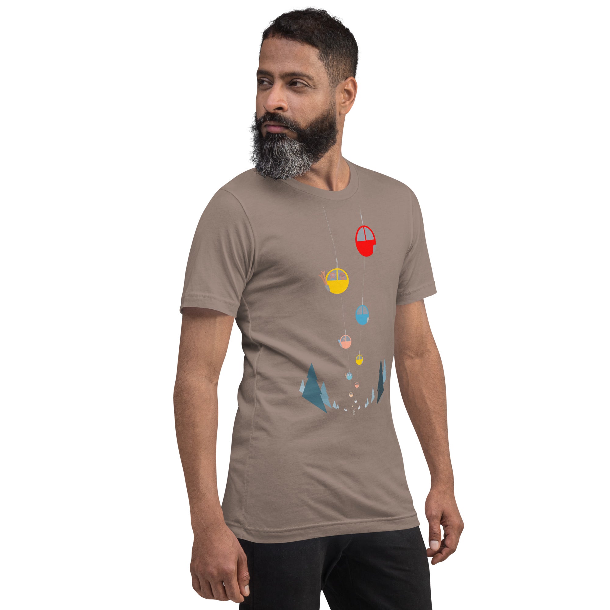 T-shirt en coton unisexe Gondolas in the mist sur couleurs foncées