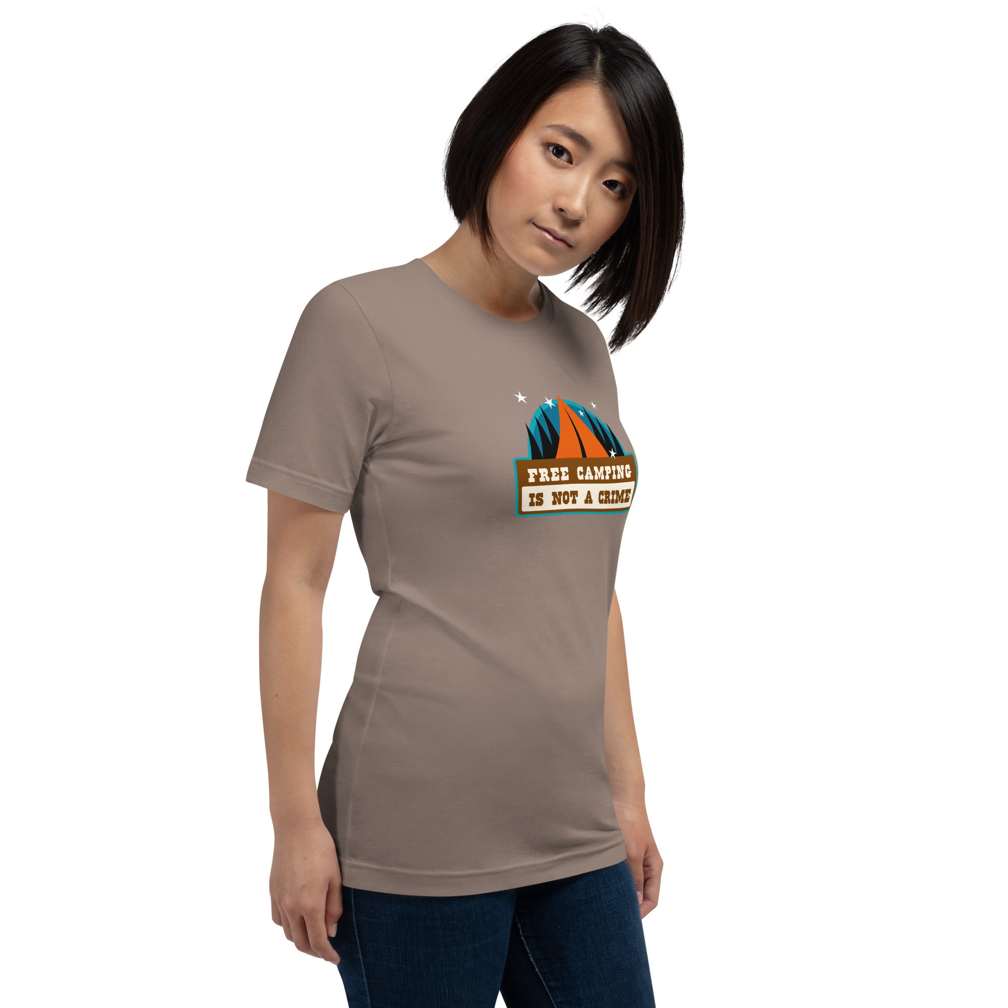 Unisex cotton t-shirt Free Camping is not a Crime on dark colors