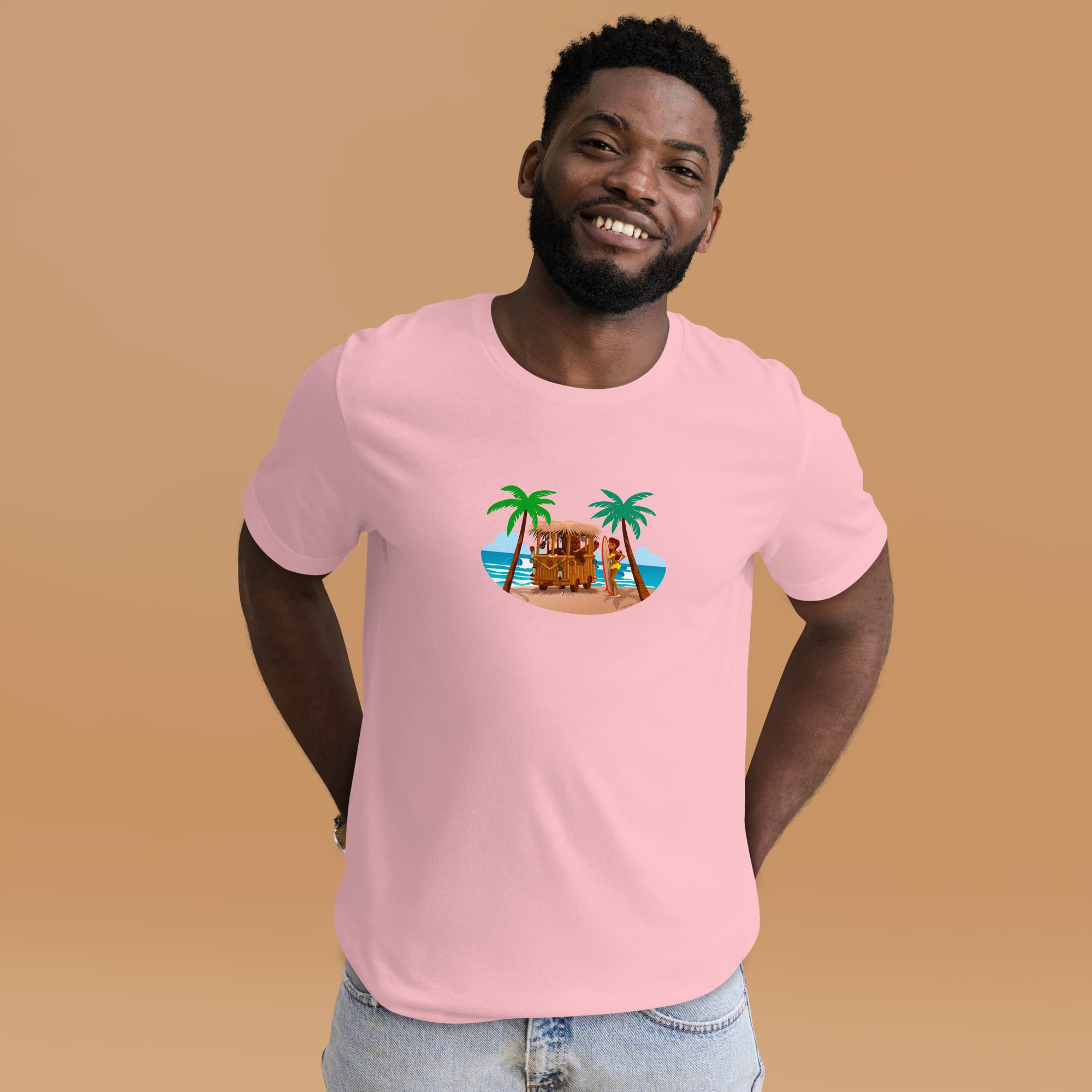 T-shirt en coton unisexe Tiki Kombi sur fond clair