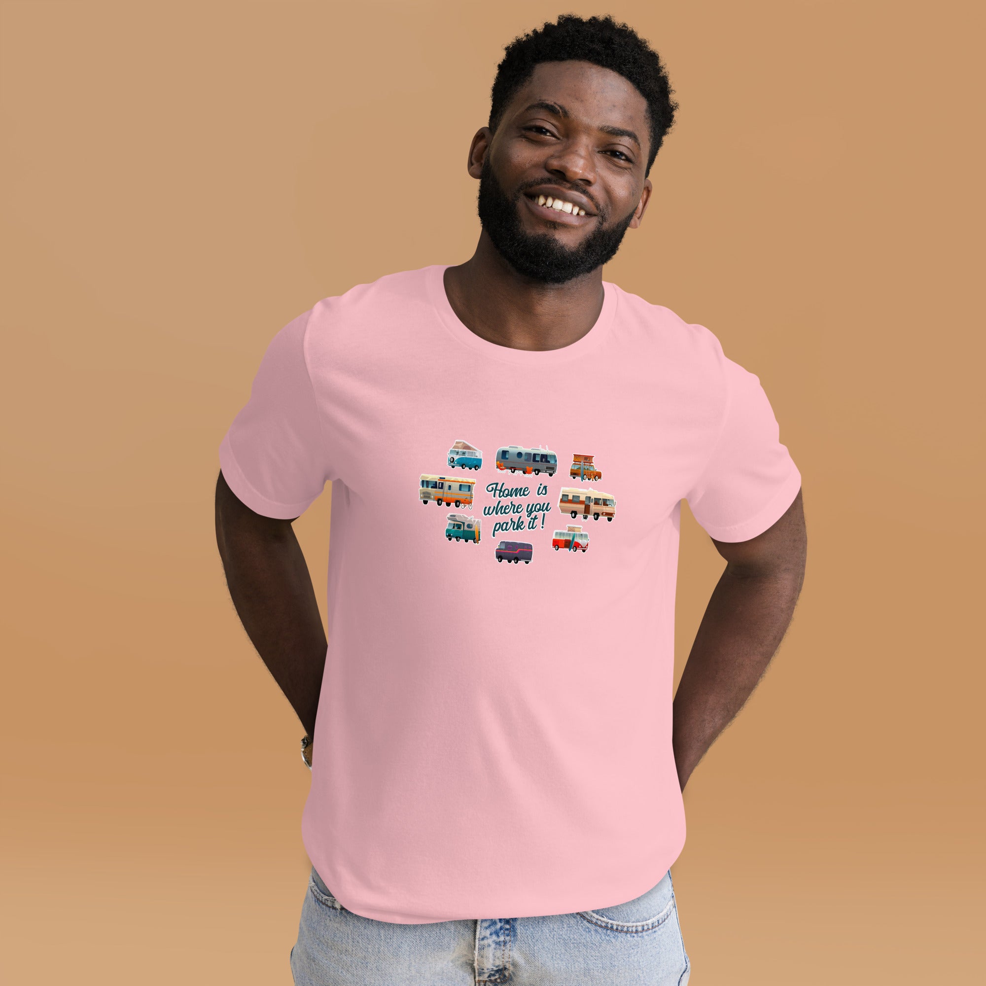 T-shirt en coton unisexe Square Vintage Campers sur couleurs claires