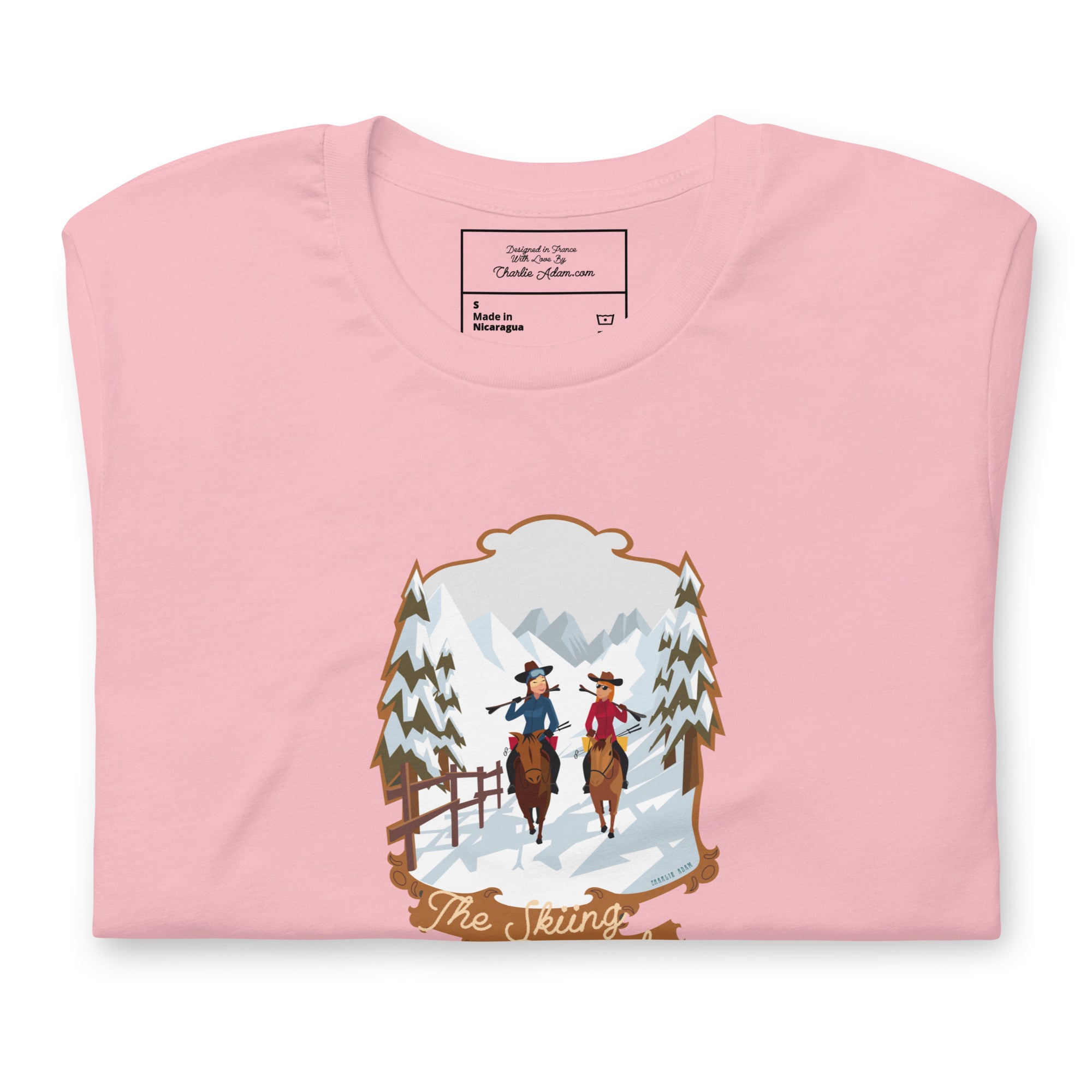 Unisex cotton t-shirt The Skiing Cowgirl on light colors