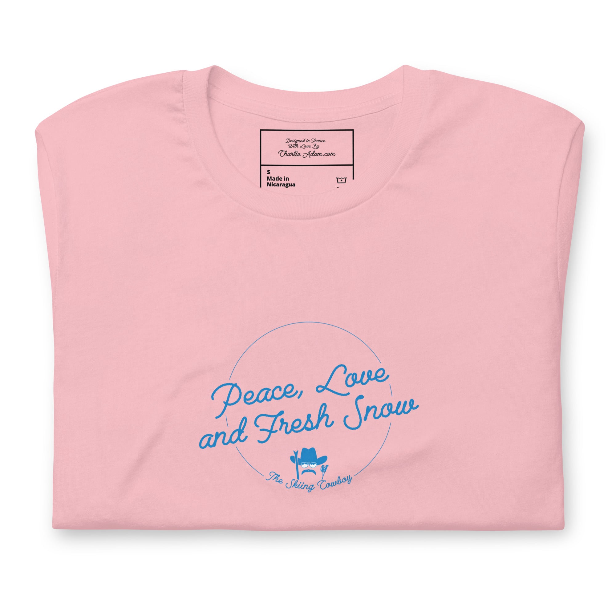 T-shirt en coton unisexe Peace, Love and Fresh Snow sur couleurs claires