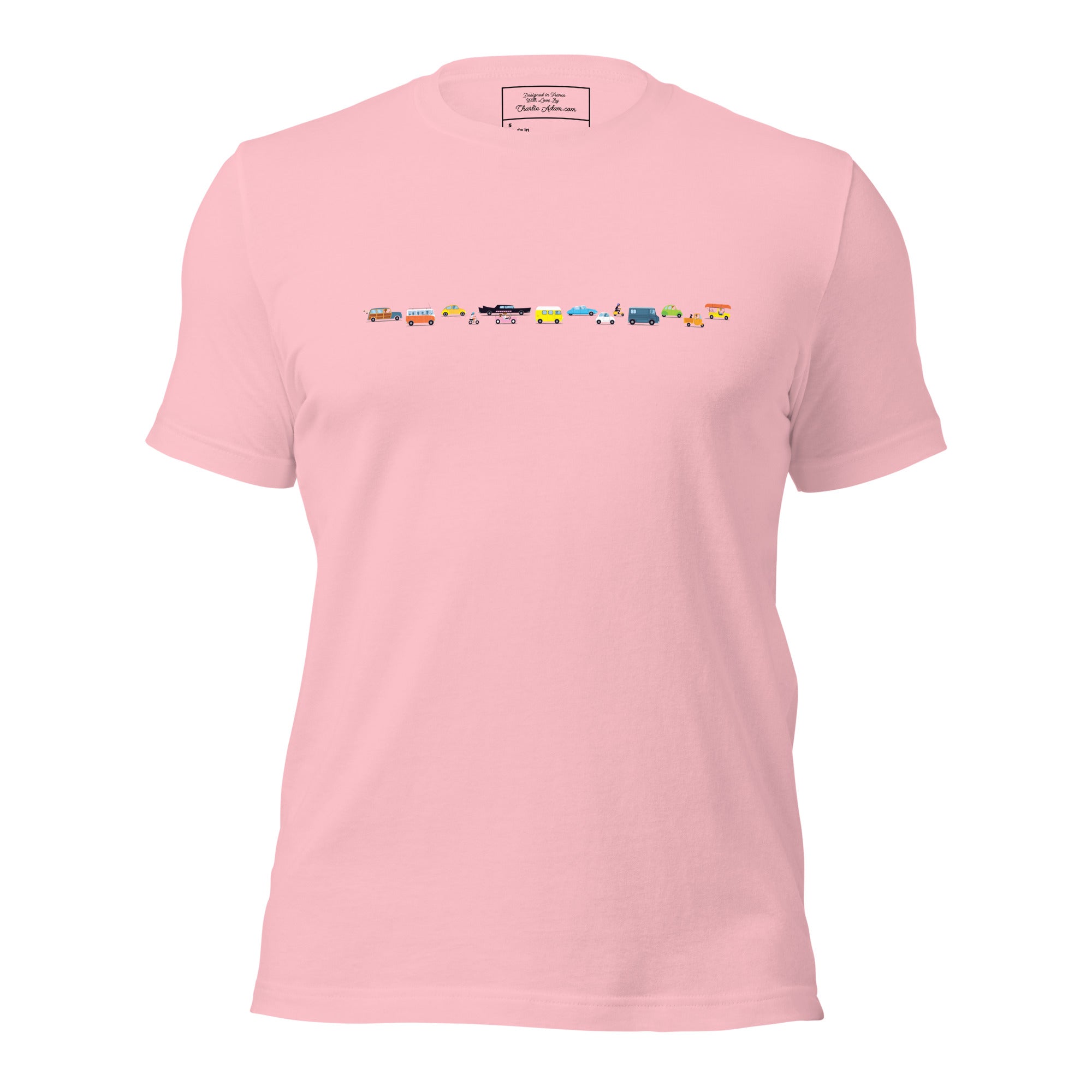 T-shirt en coton unisexe Vintage Cars Traffic Jam sur couleurs claires