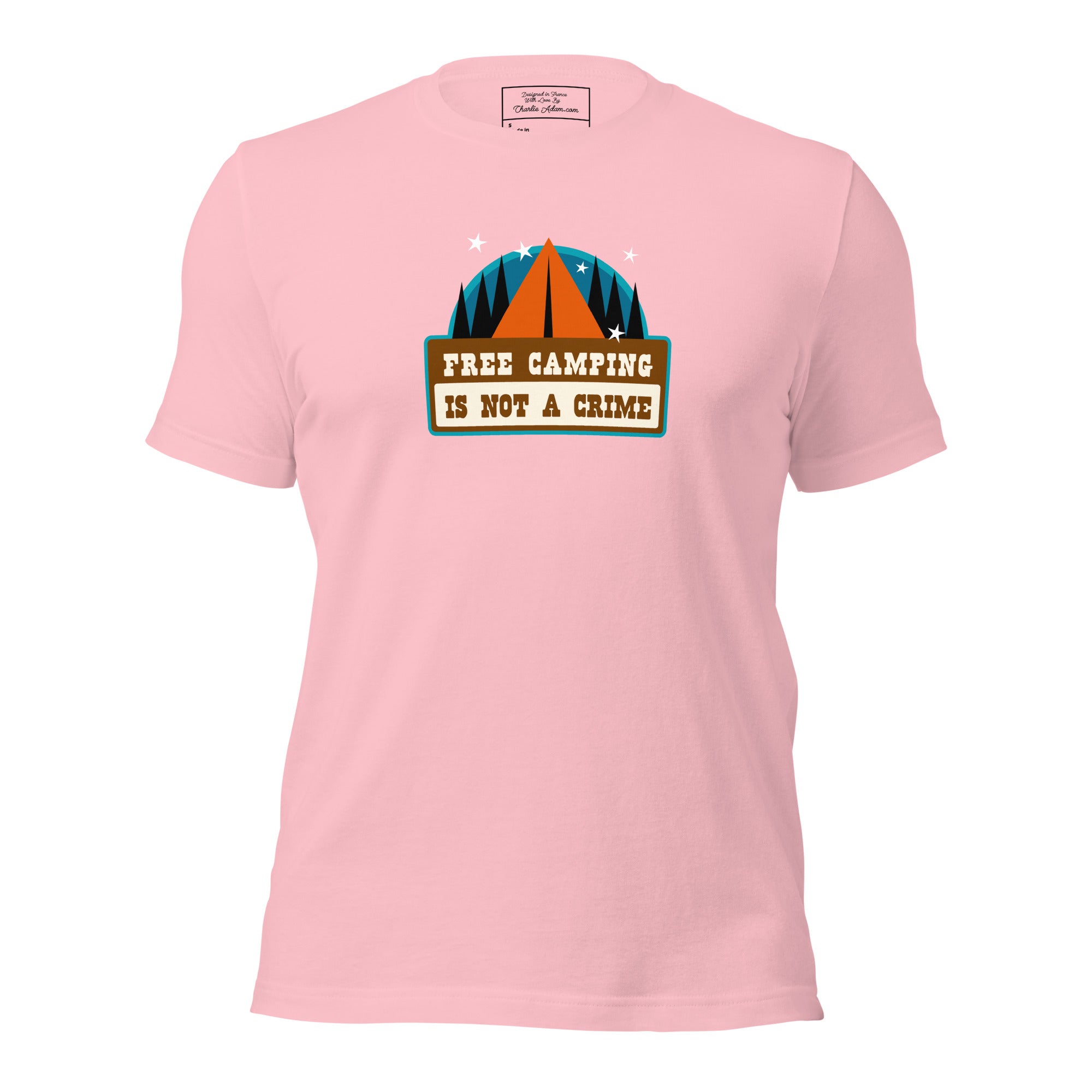 Unisex cotton t-shirt Free Camping is not a Crime on light colors