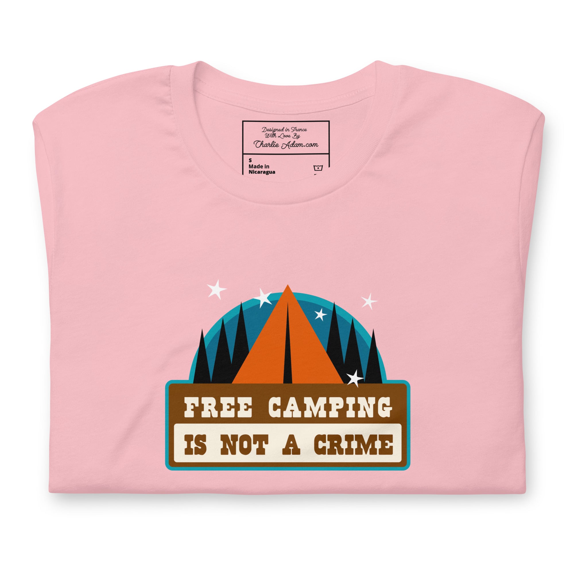 T-shirt en coton unisexe Free camping is not a crime sur couleurs claires