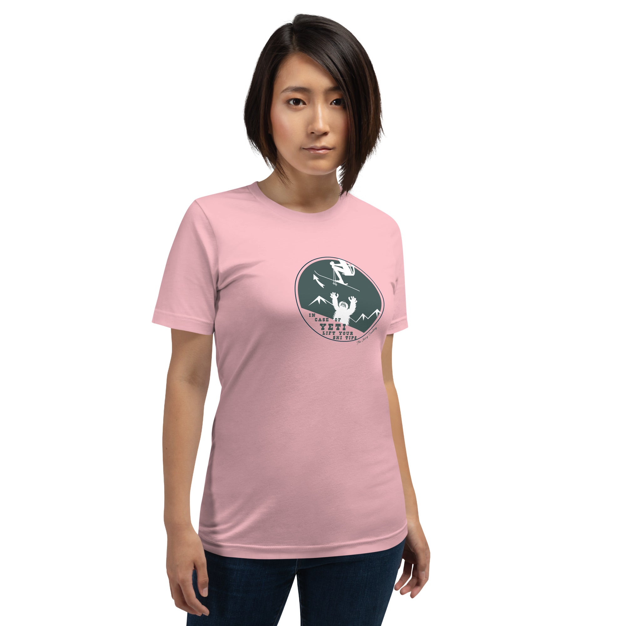Unisex cotton t-shirt In case of Yeti, lift your ski tips on light colors