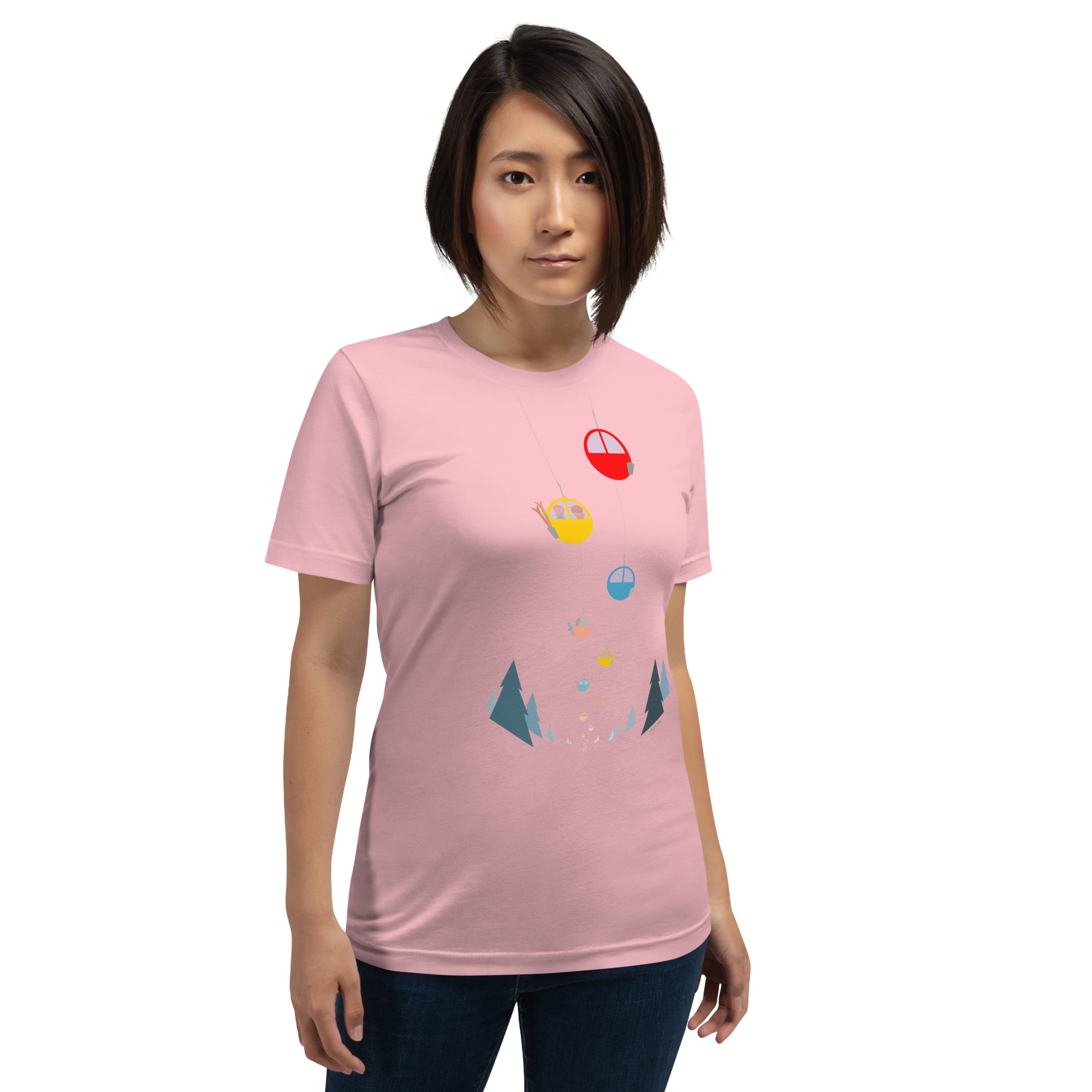 T-shirt en coton unisexe Gondolas in the mist sur couleurs claires