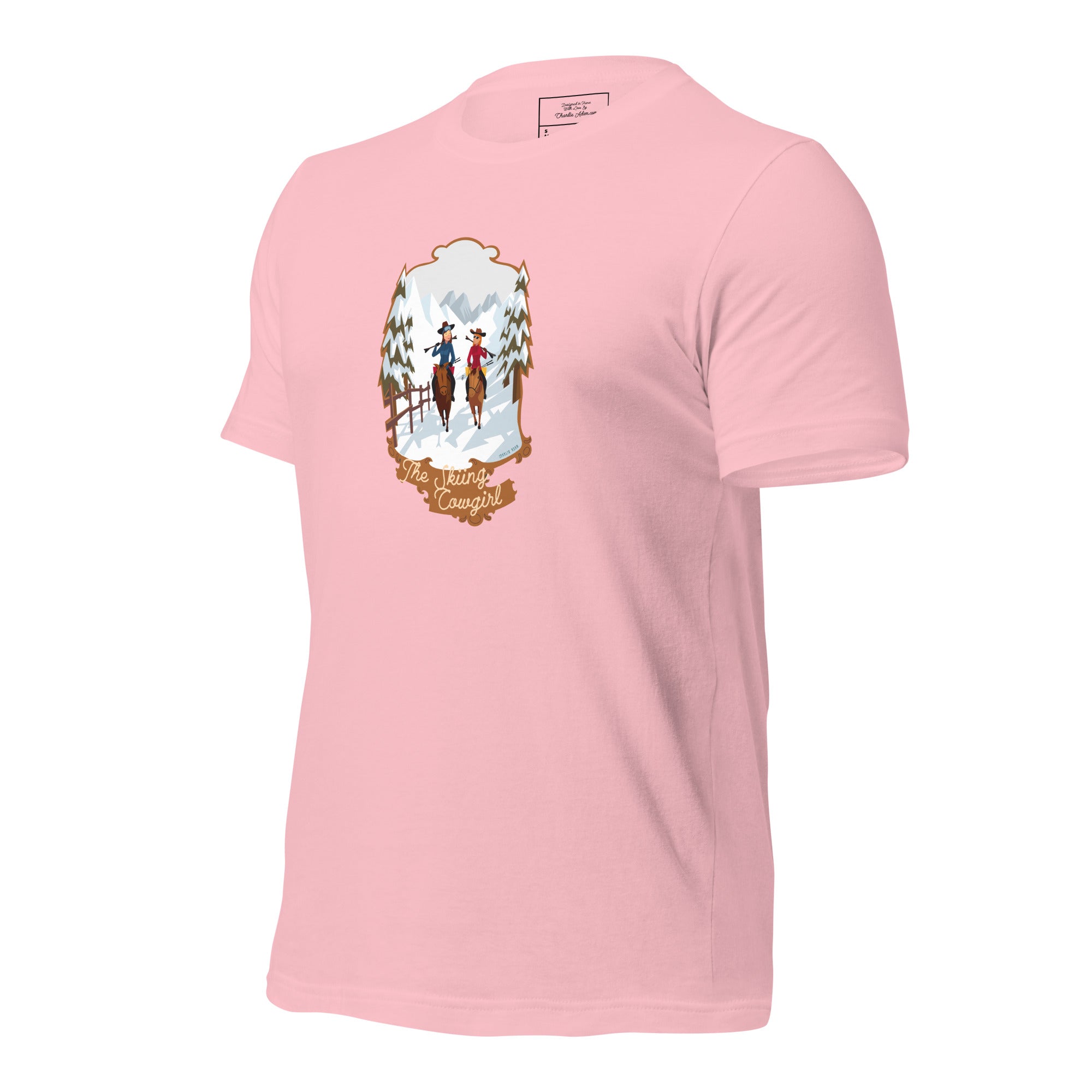 Unisex cotton t-shirt The Skiing Cowgirl on light colors