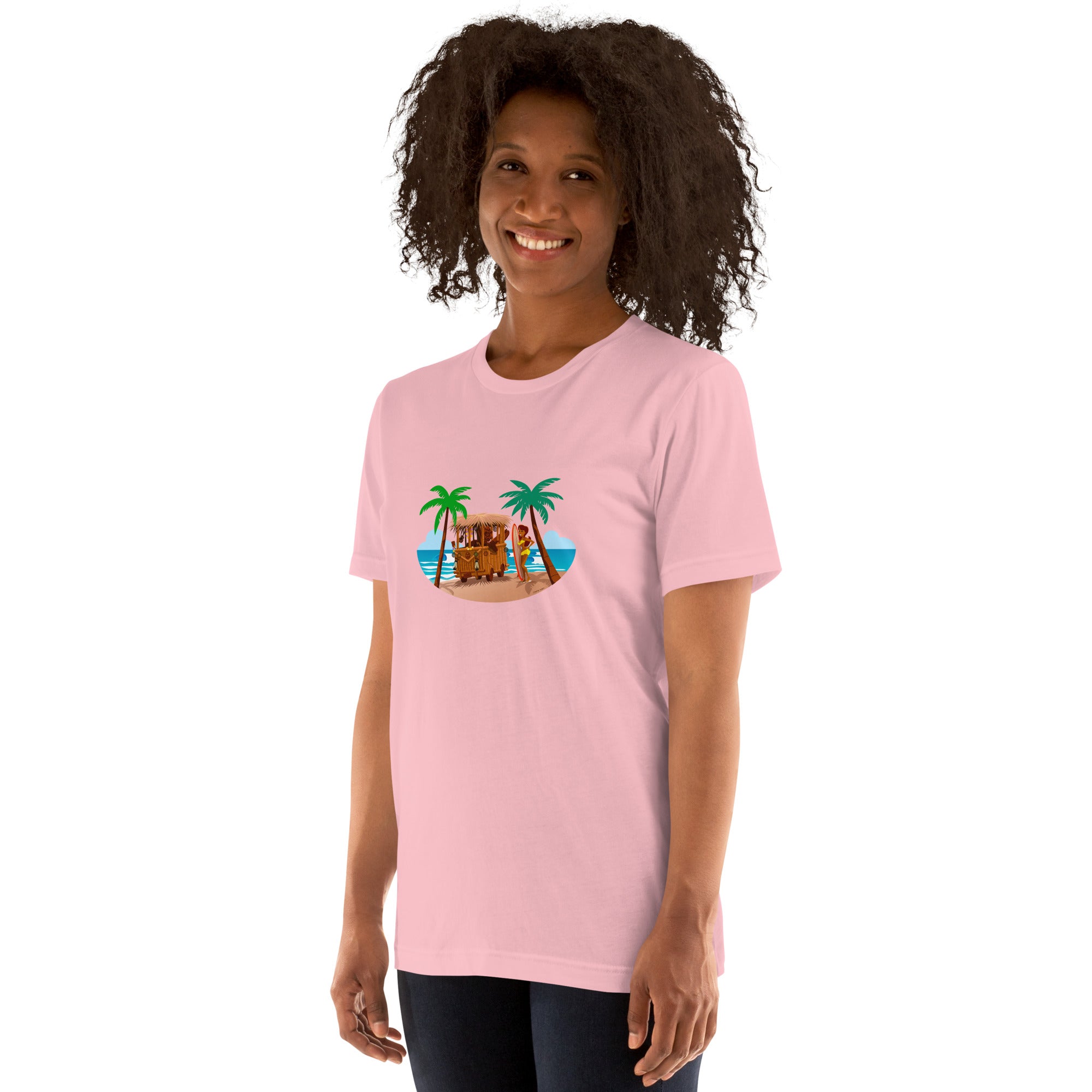 T-shirt en coton unisexe Tiki Kombi sur fond clair