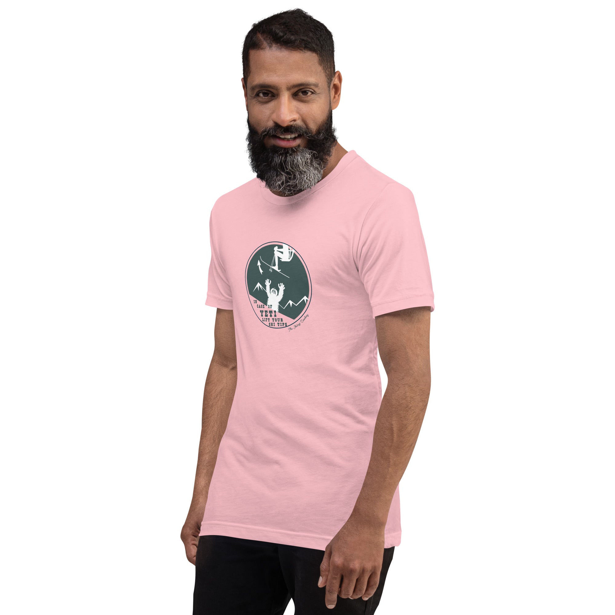 Unisex cotton t-shirt In case of Yeti, lift your ski tips on light colors