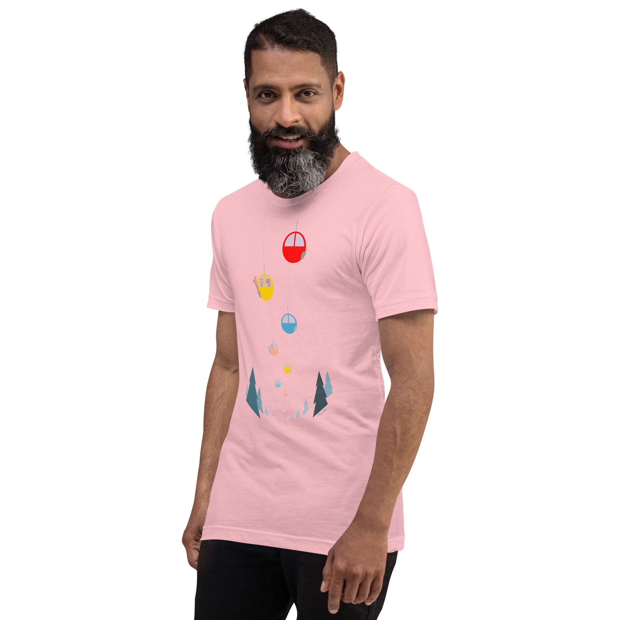 T-shirt en coton unisexe Gondolas in the mist sur couleurs claires