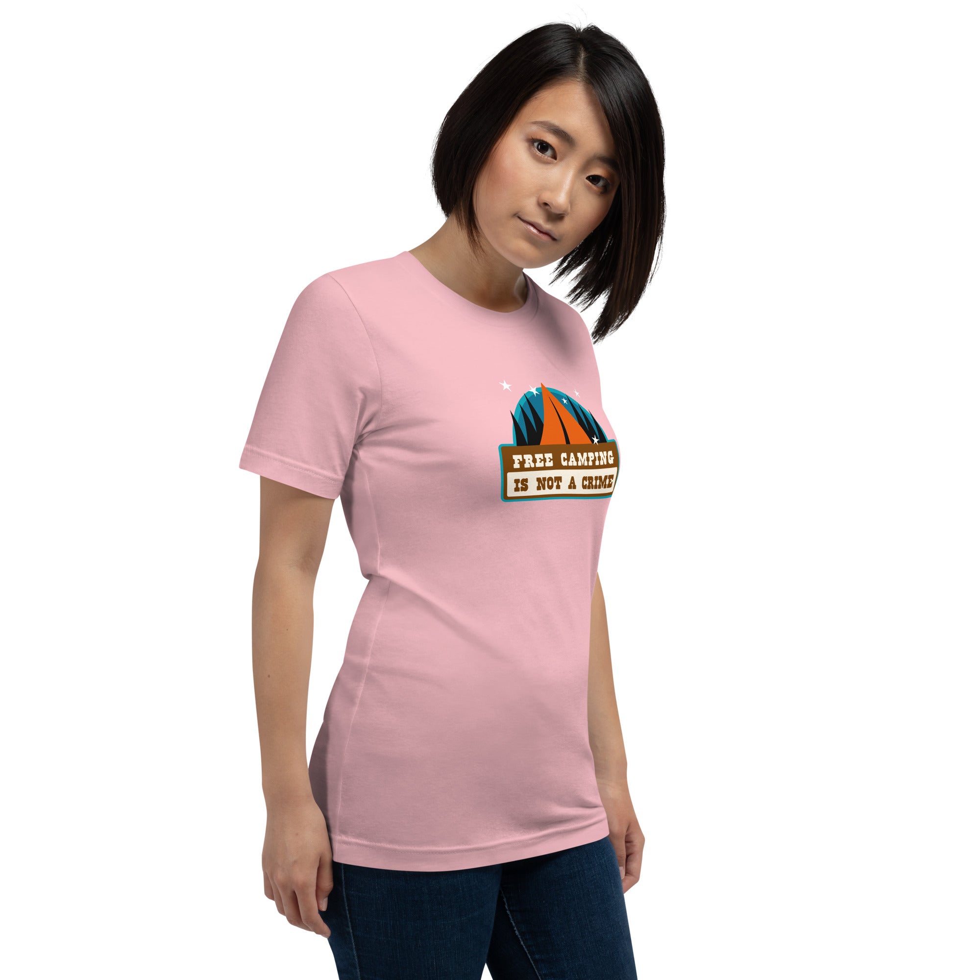 Unisex cotton t-shirt Free Camping is not a Crime on light colors