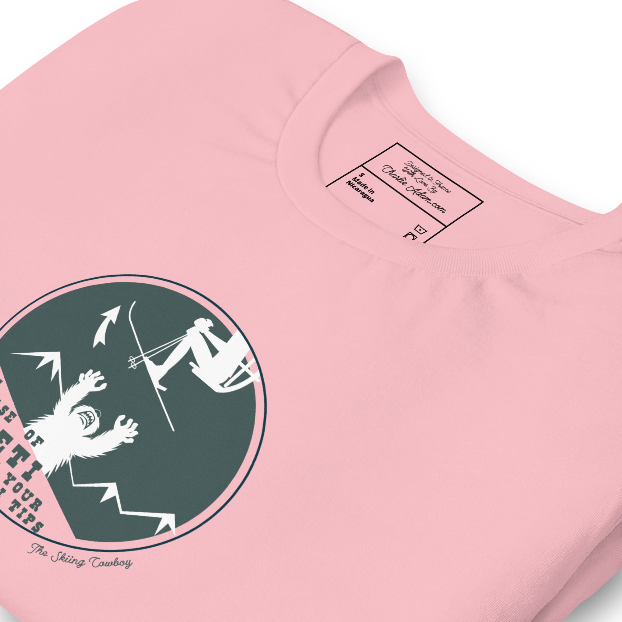 T-shirt en coton unisexe In case of Yeti, lift your ski tips sur couleurs claires