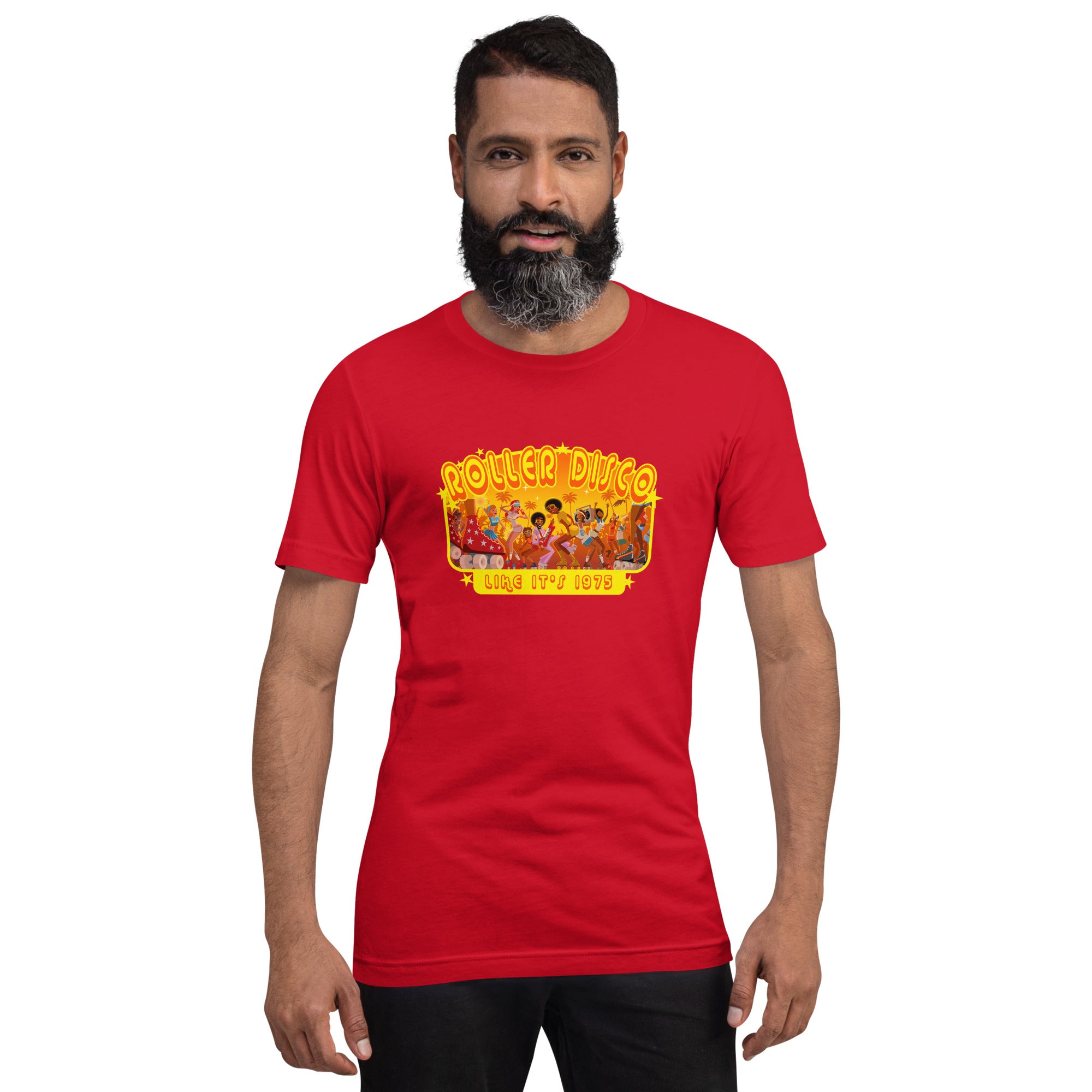T-shirt en coton unisexe Roller Disco 1975 sur couleurs vives