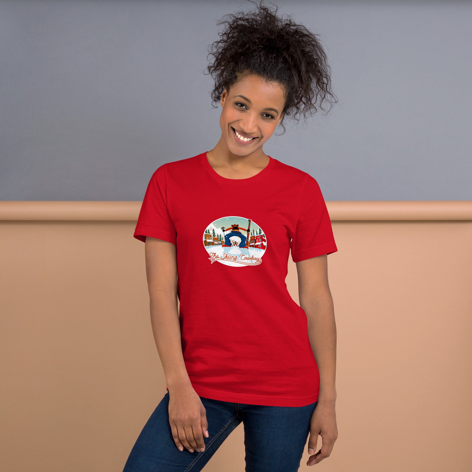 Unisex cotton t-shirt Ski Fight at OK Corral on bright colors