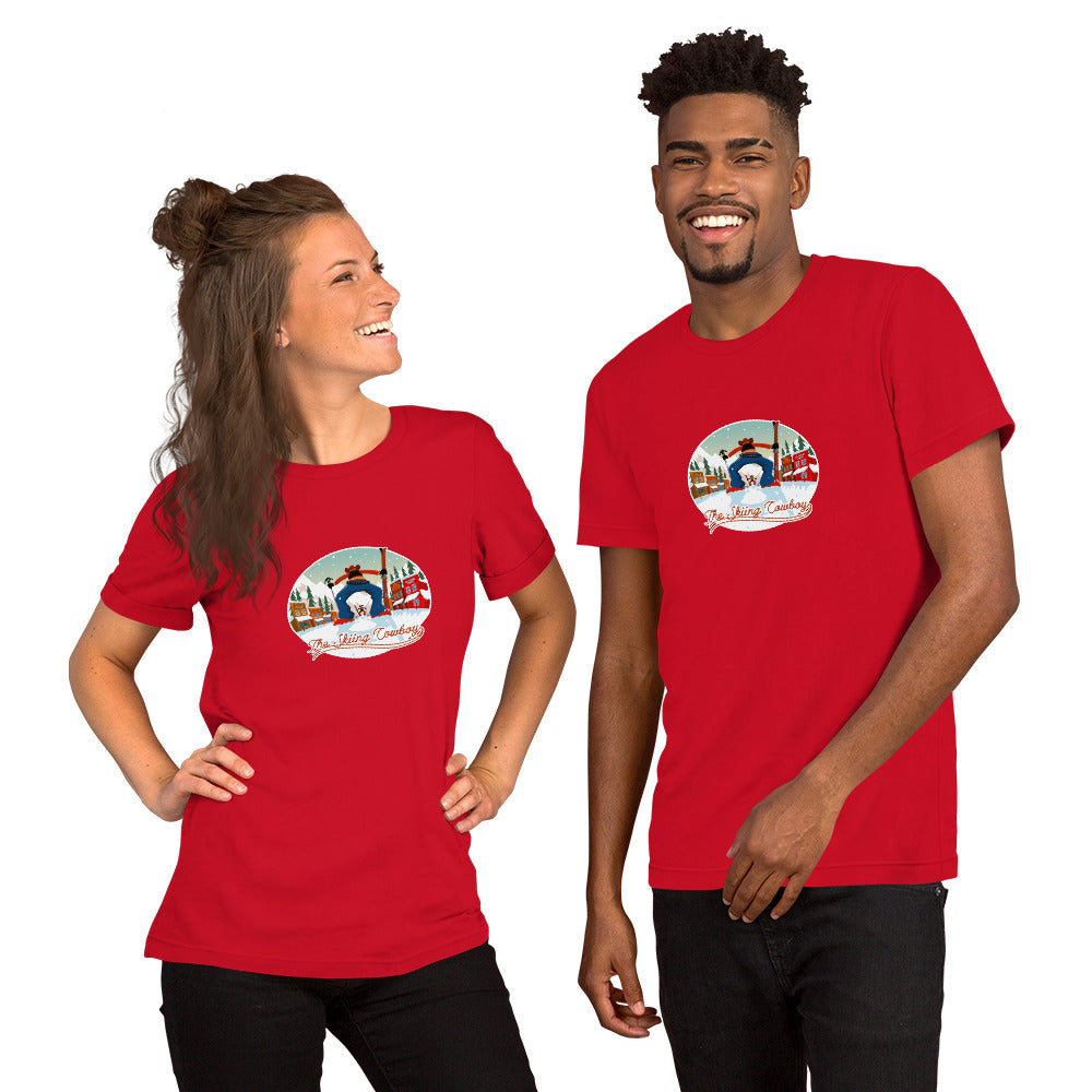 Unisex cotton t-shirt Ski Fight at OK Corral on bright colors