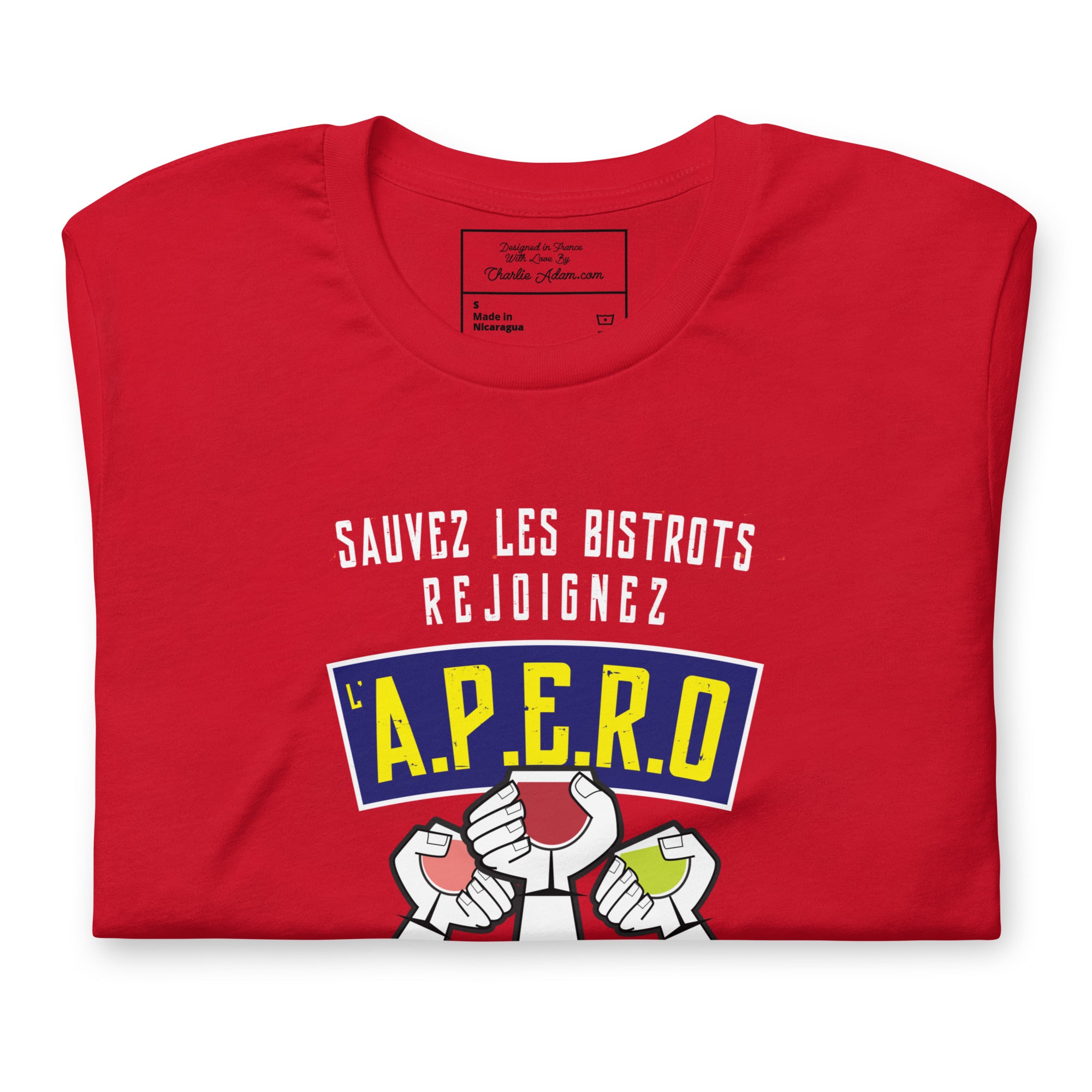 Unisex t-shirt Sauvez les Bistrots, rejoignez l'Apéro on bright colors