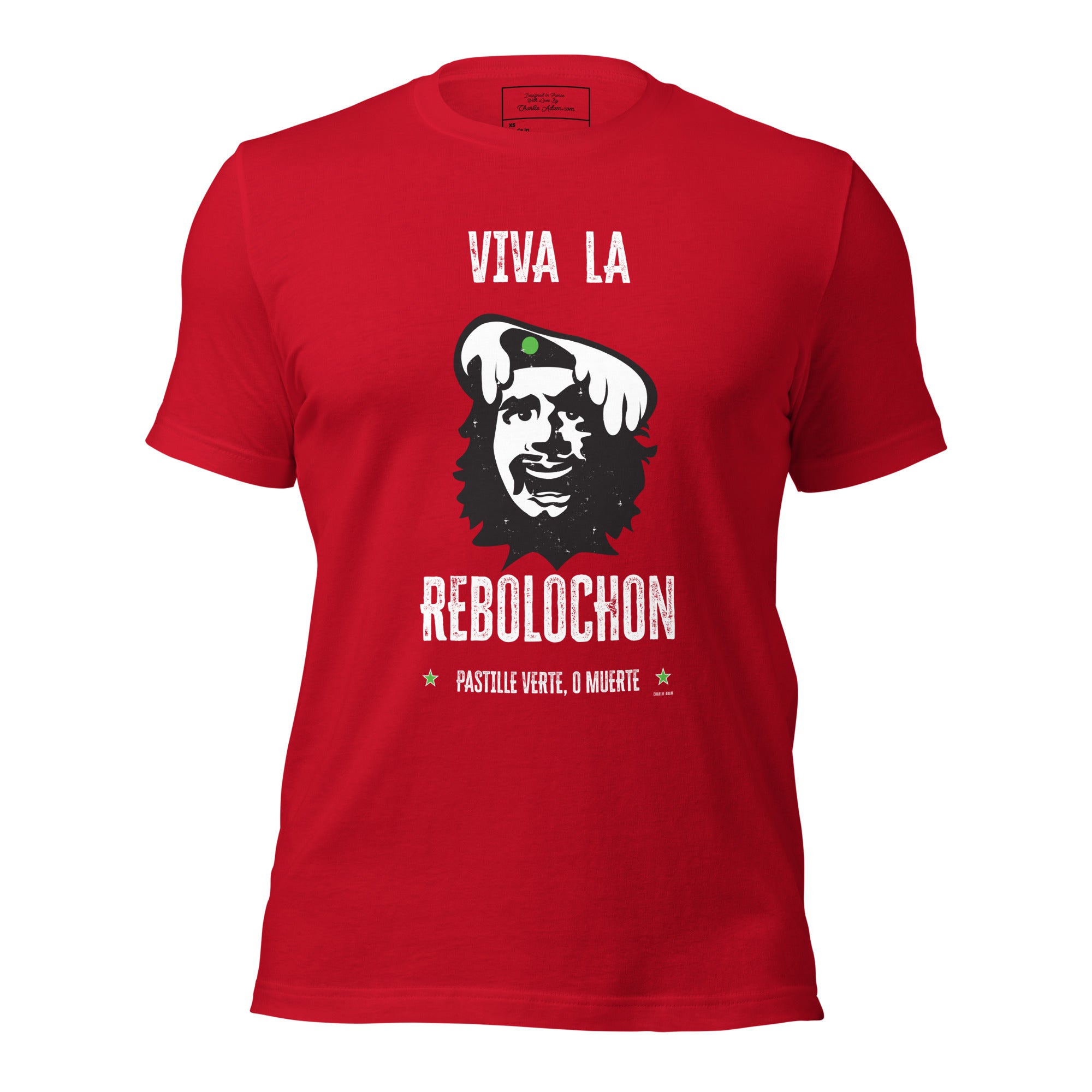 Unisex cotton t-shirt Viva la Rebolochon on bright colors