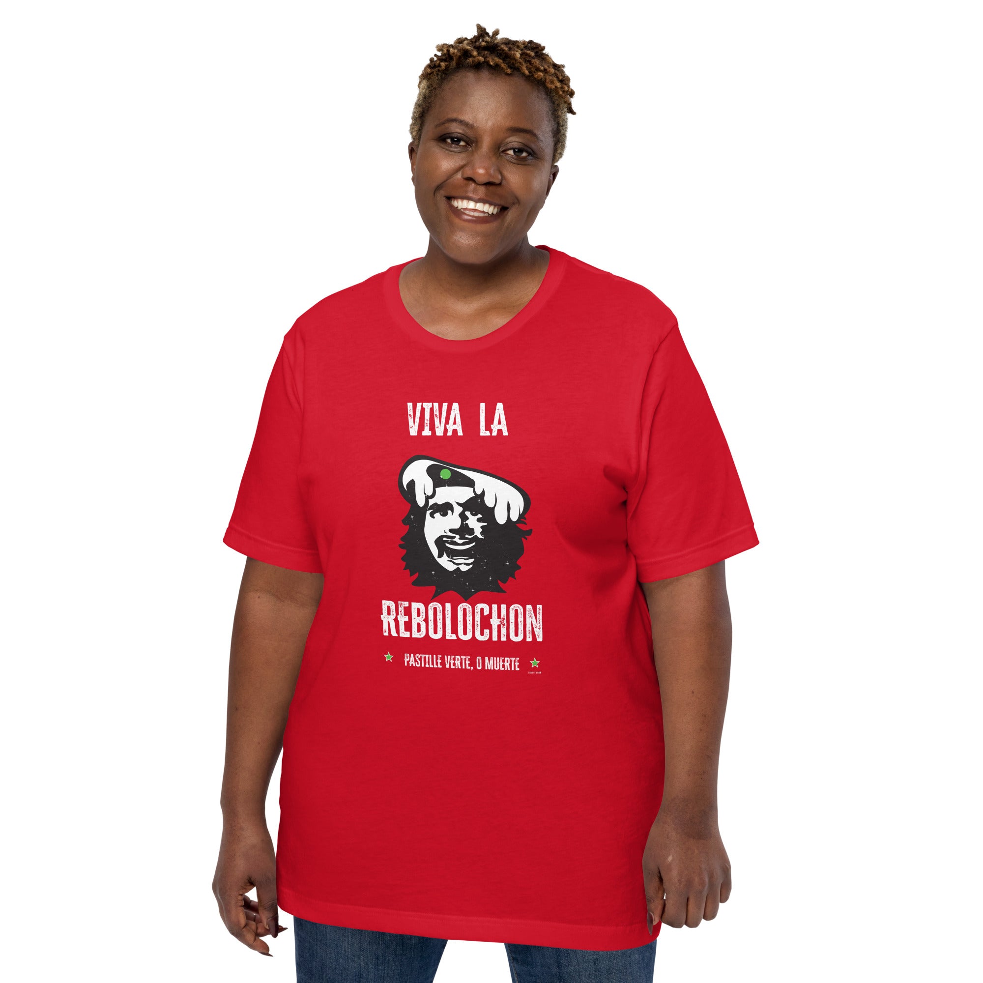 Unisex cotton t-shirt Viva la Rebolochon on bright colors