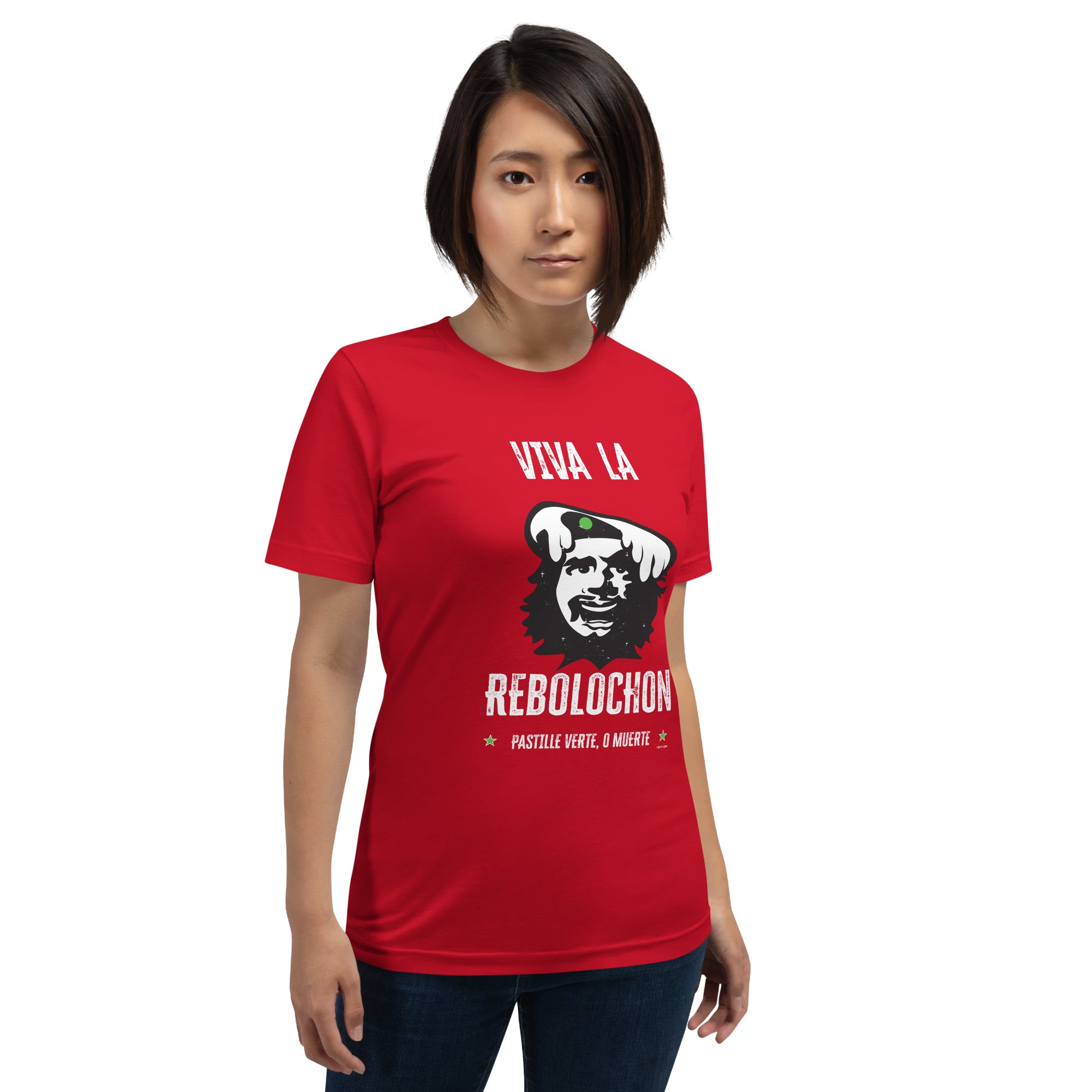 Unisex cotton t-shirt Viva la Rebolochon on bright colors