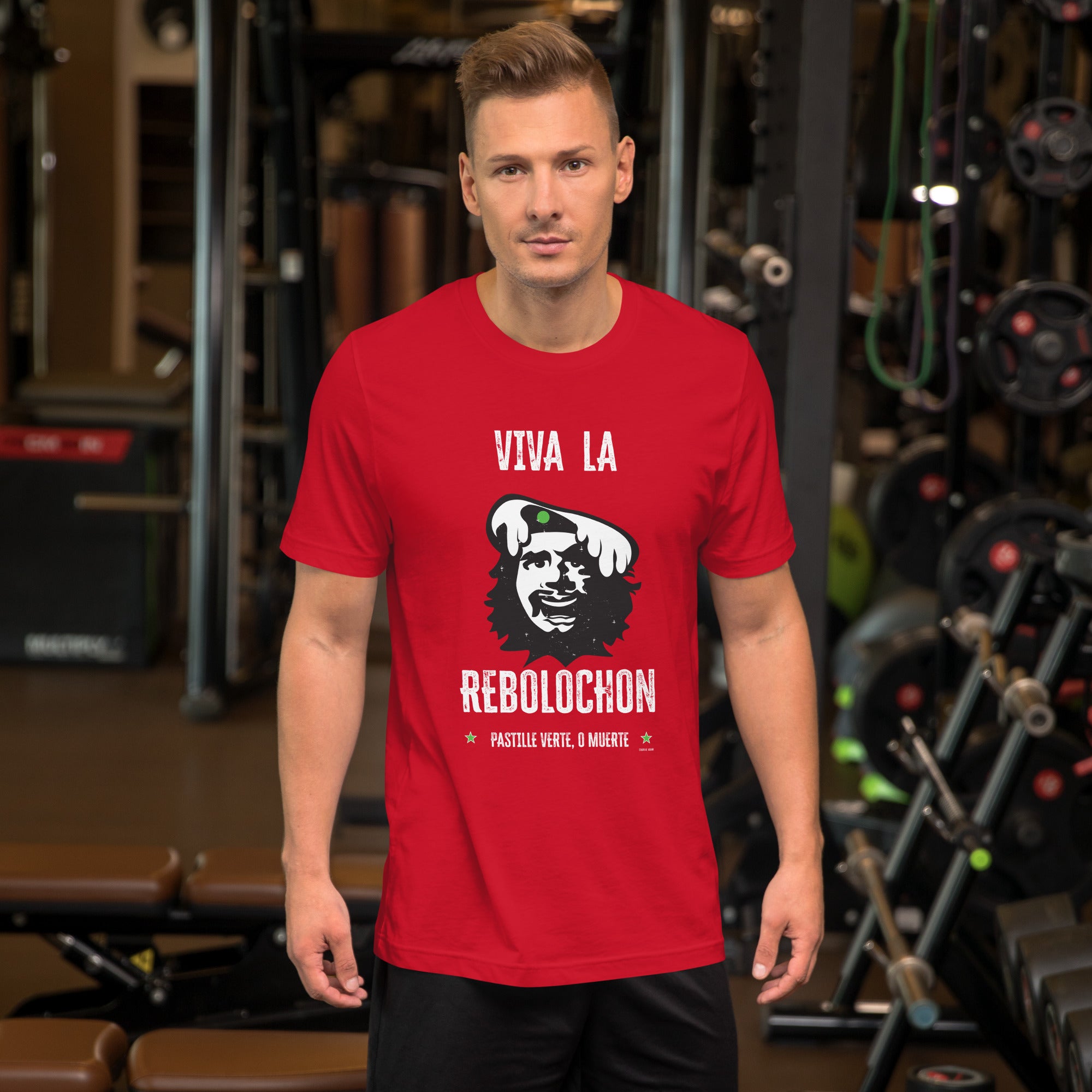 Unisex cotton t-shirt Viva la Rebolochon on bright colors