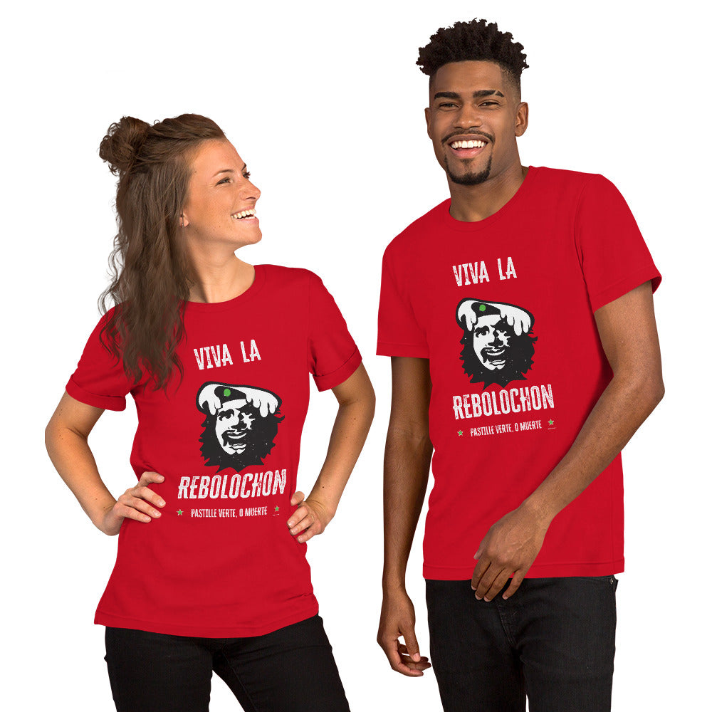 Unisex cotton t-shirt Viva la Rebolochon on bright colors