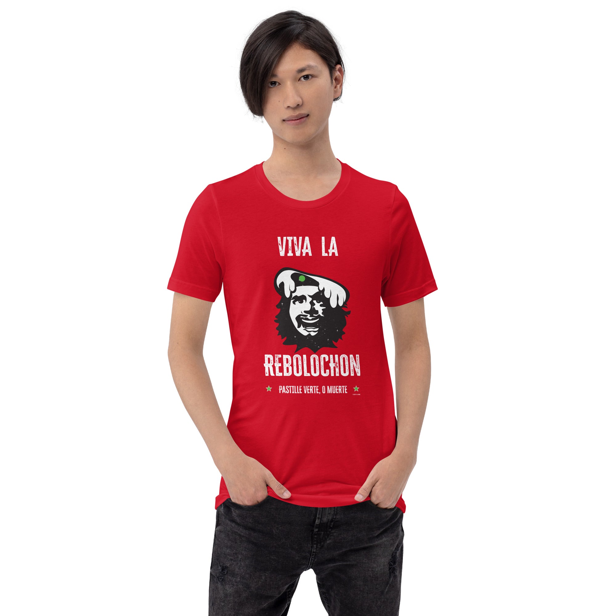 T-shirt en coton unisexe Viva la Rebolochon sur couleurs vives