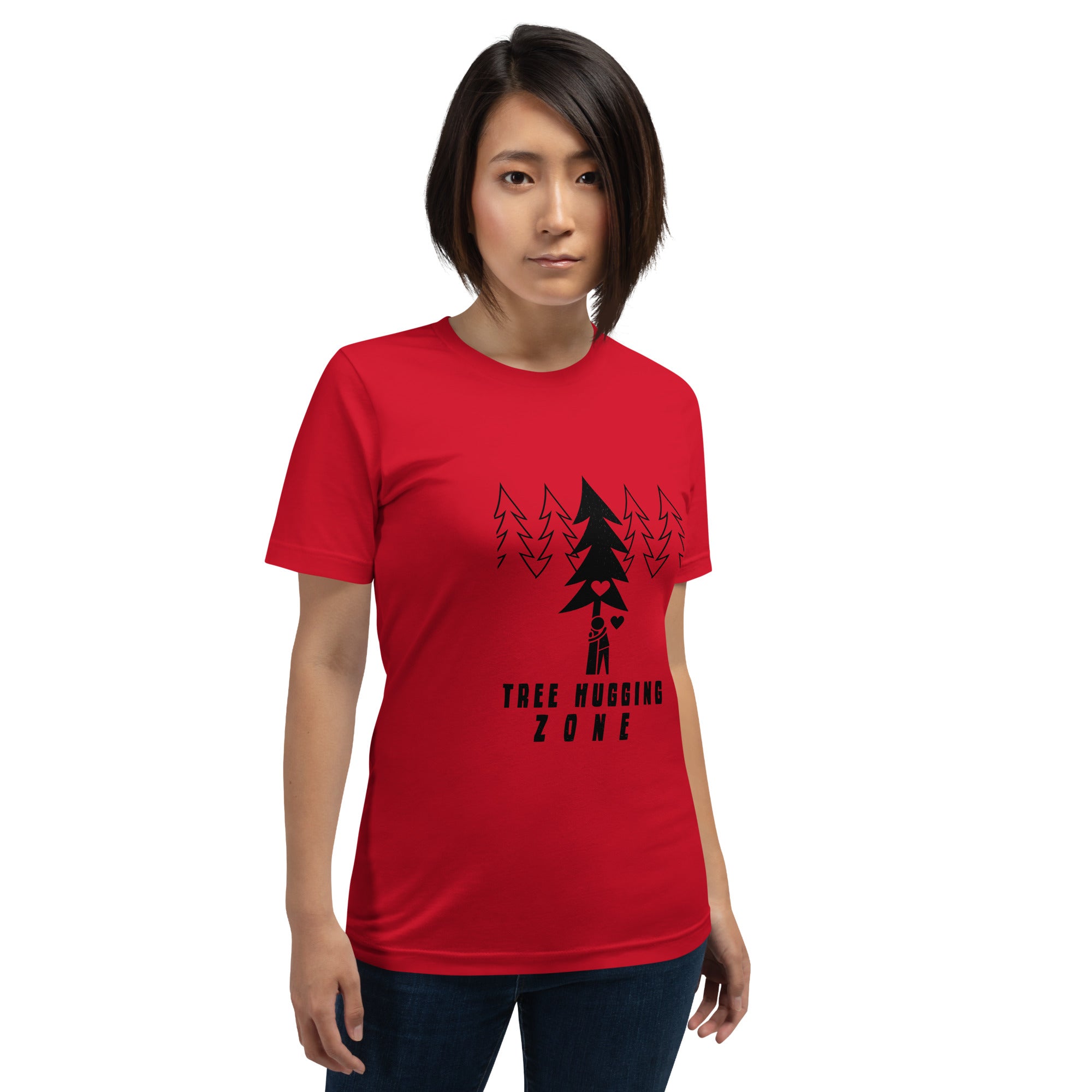 Unisex cotton t-shirt Tree hugging zone on bright colors