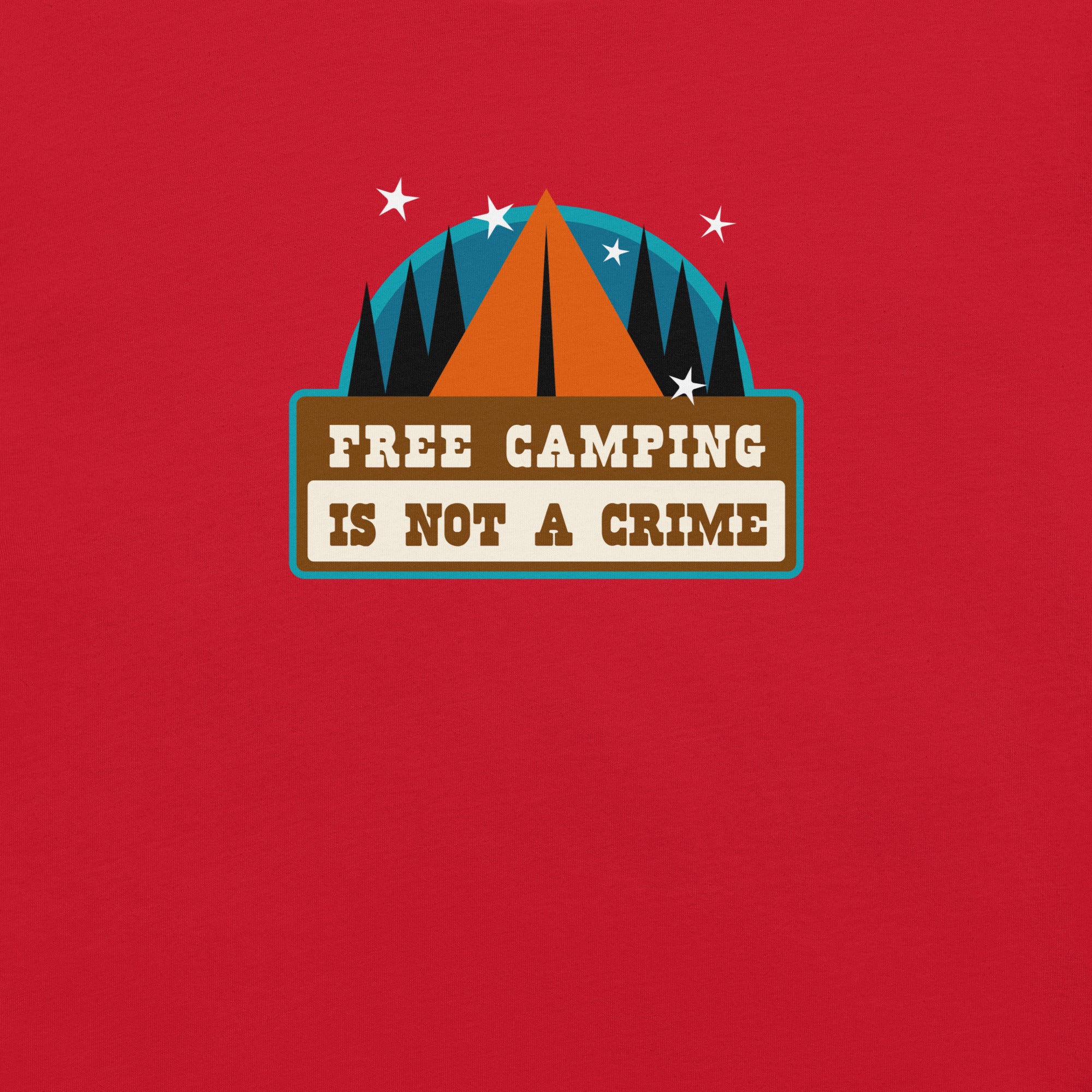 Unisex cotton t-shirt Free Camping is not a Crime on bright colors