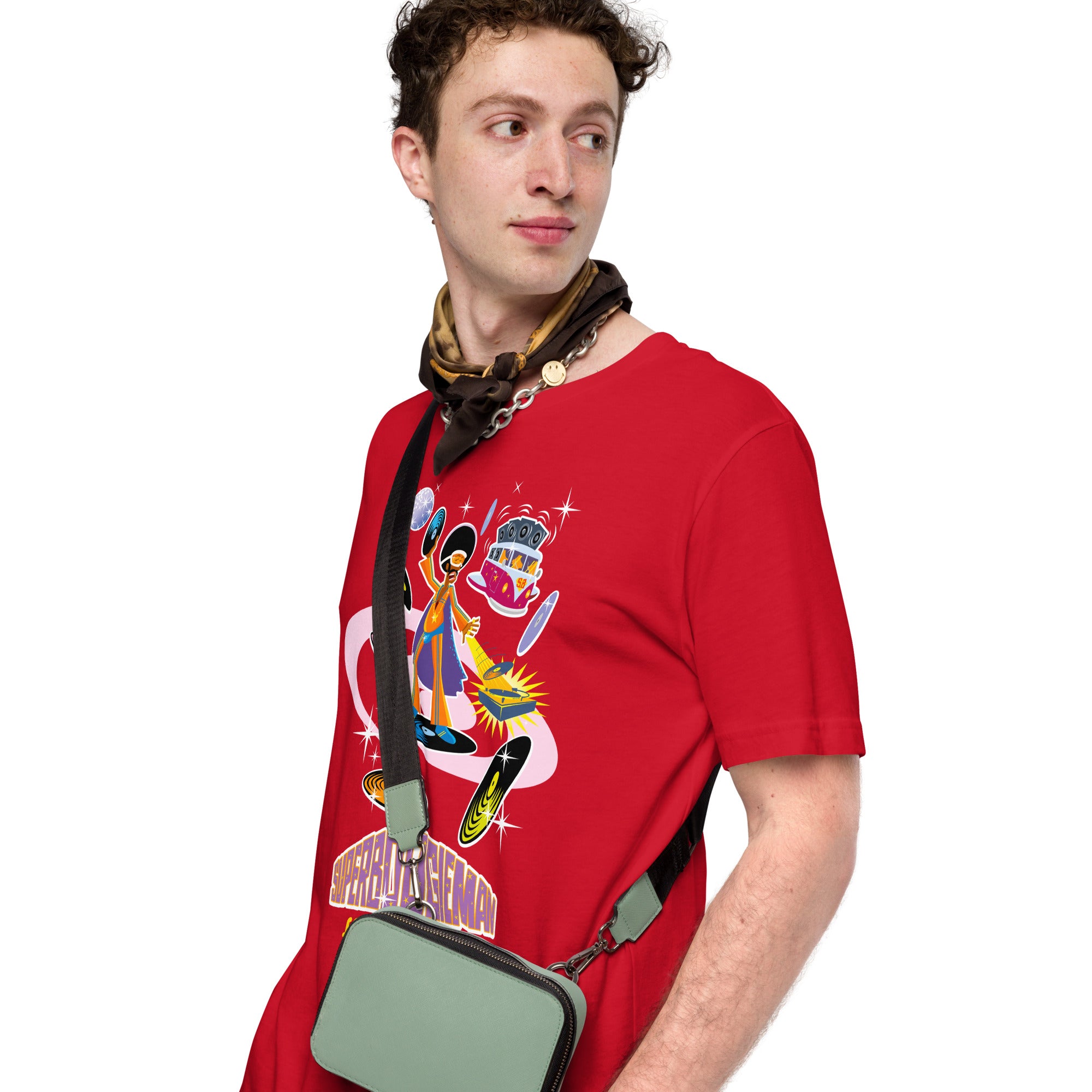 Unisex cotton t-shirt Superboogieman saves the Party on bright colors