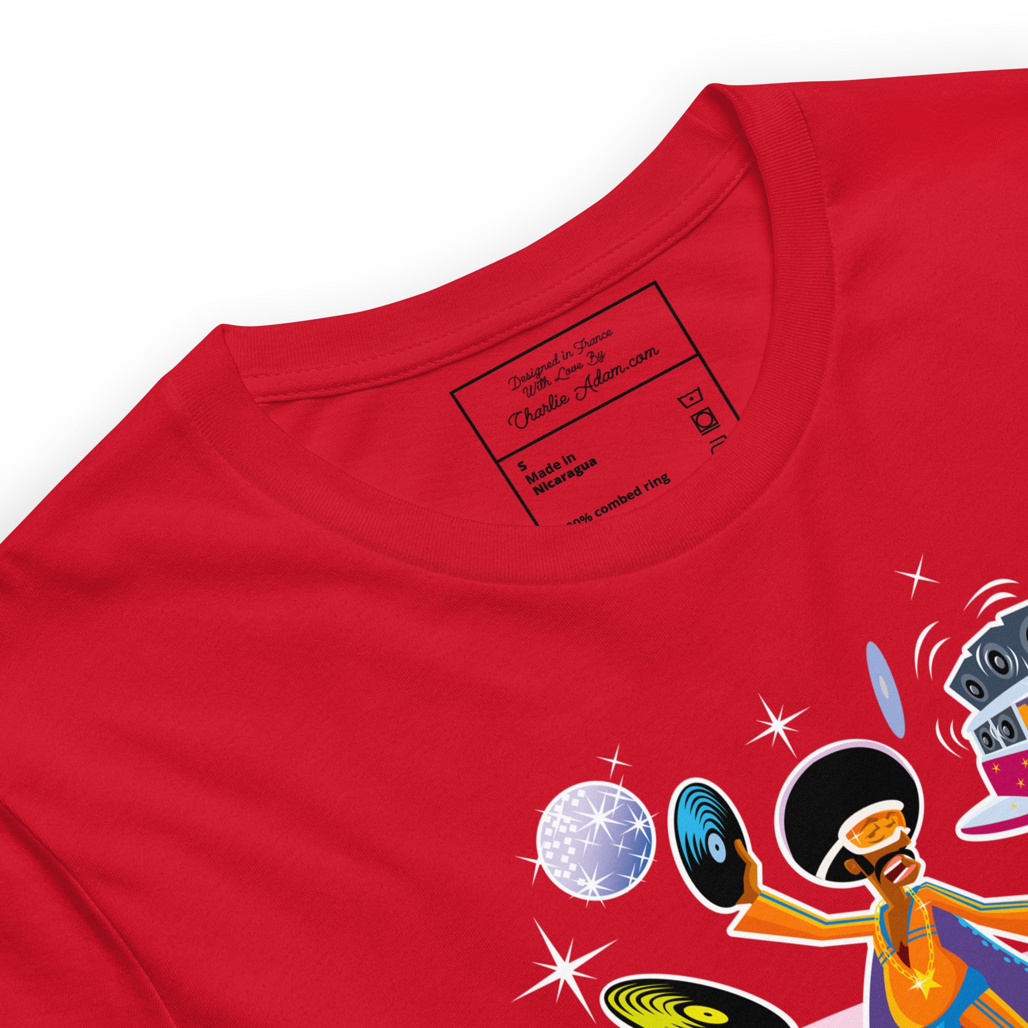 T-shirt en coton unisexe Superboogieman saves the party sur couleurs vives