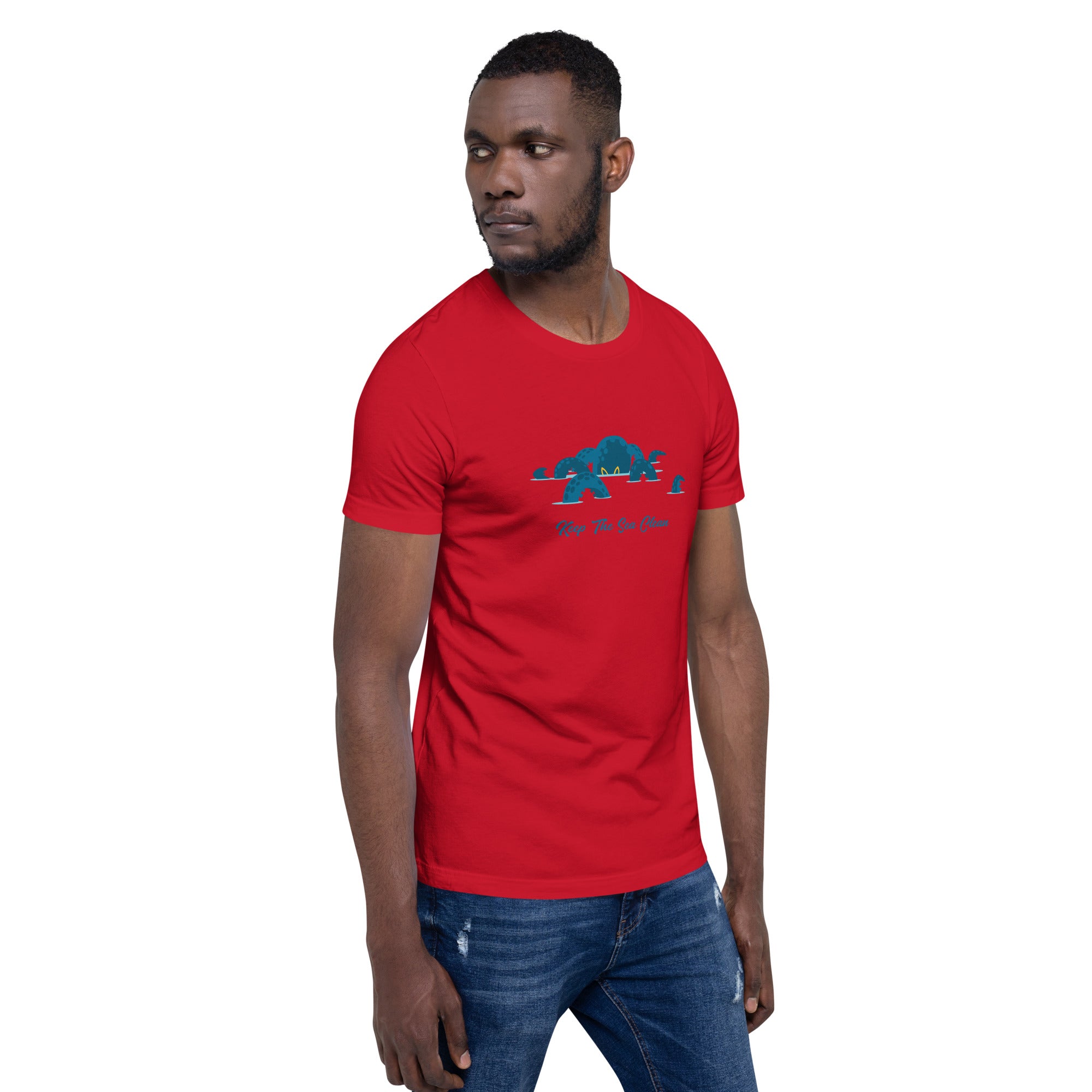 T-shirt en coton unisexe Octopus Blue sur couleurs vives