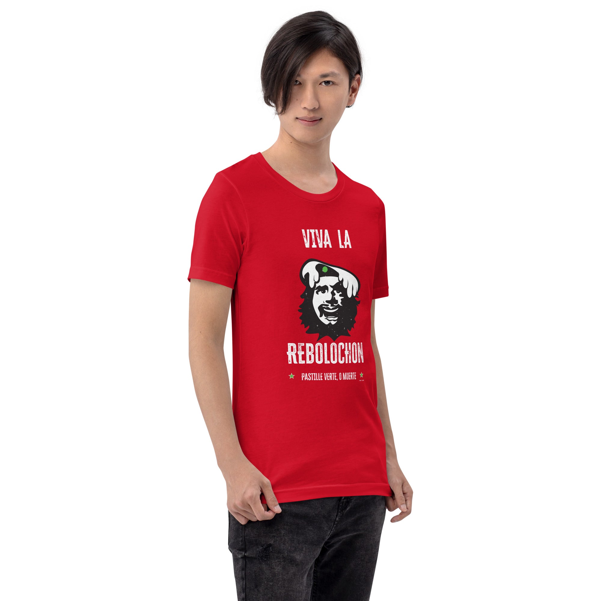 Unisex cotton t-shirt Viva la Rebolochon on bright colors