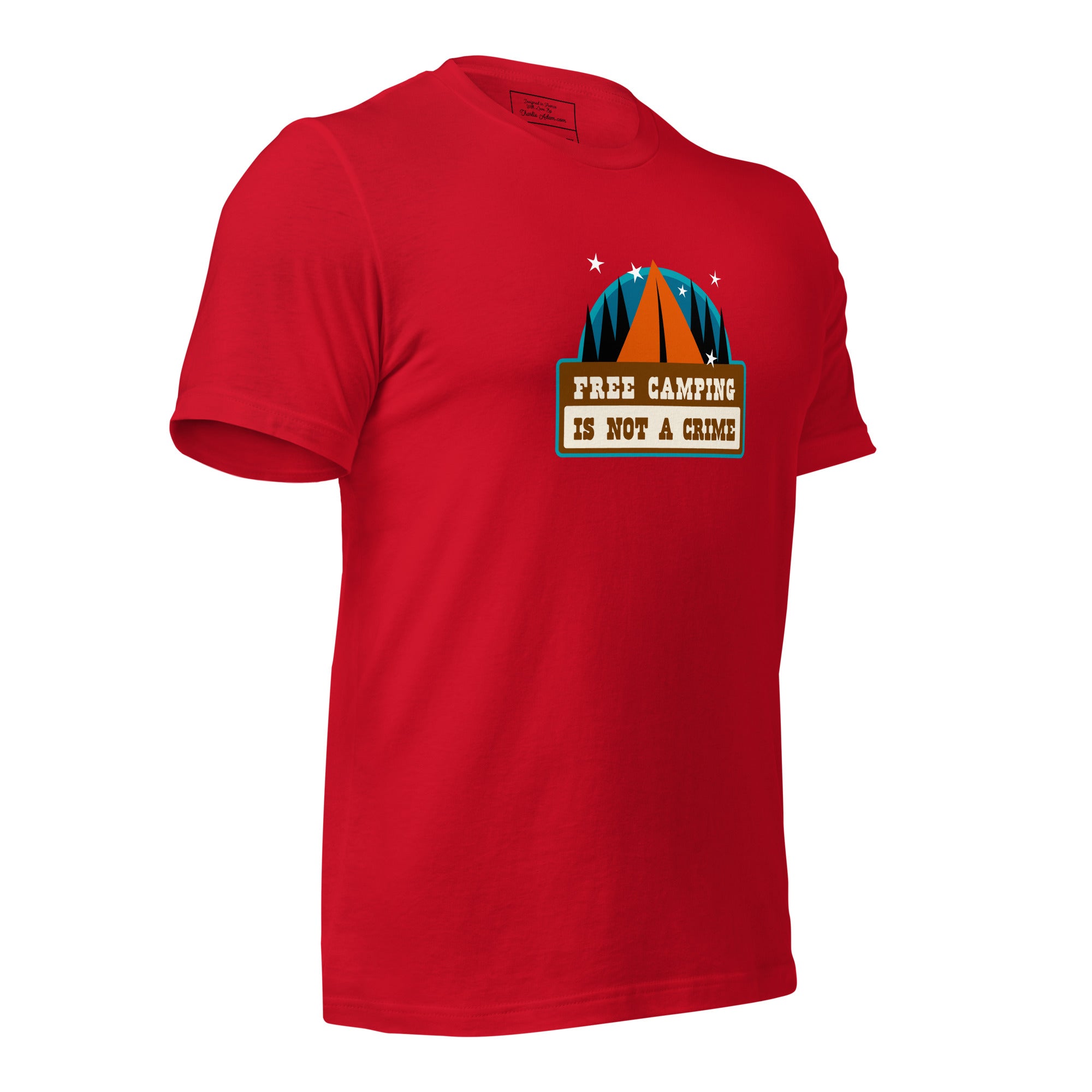 Unisex cotton t-shirt Free Camping is not a Crime on bright colors