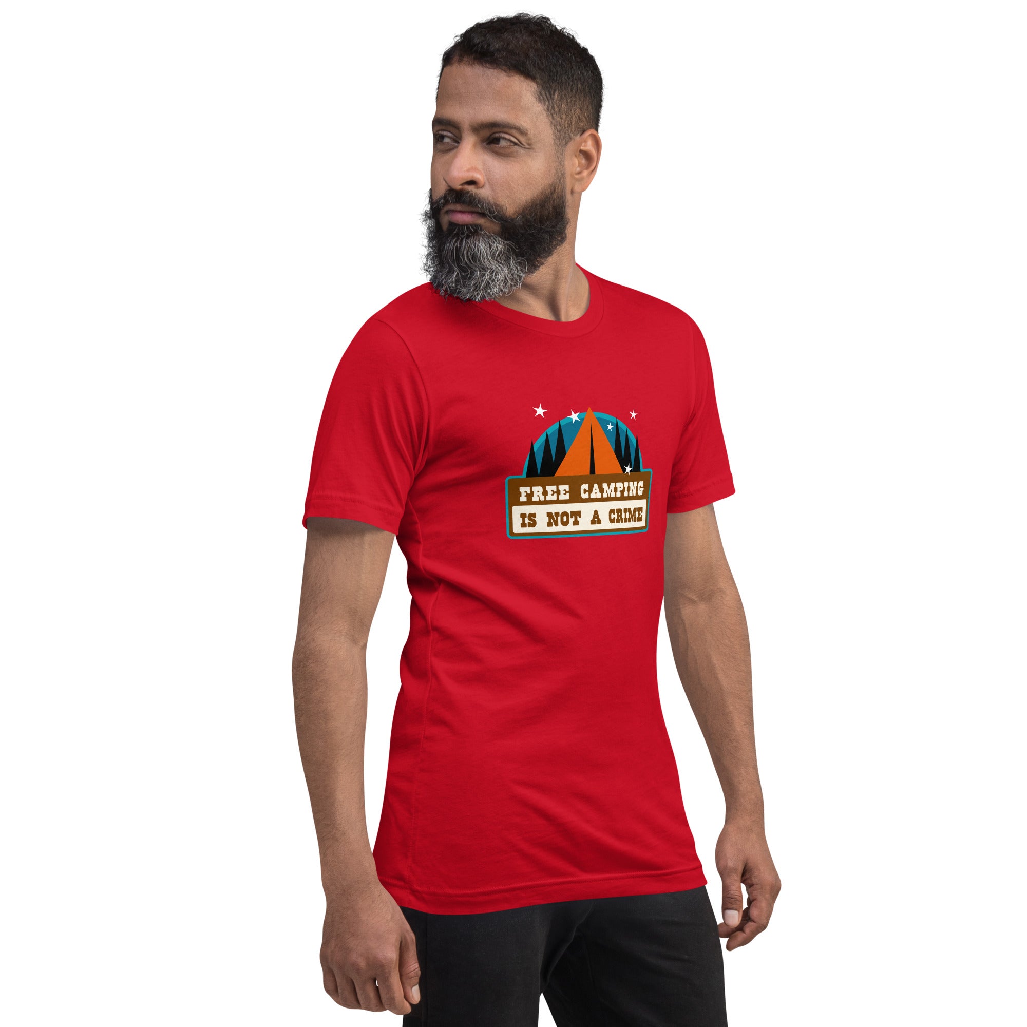 Unisex cotton t-shirt Free Camping is not a Crime on bright colors