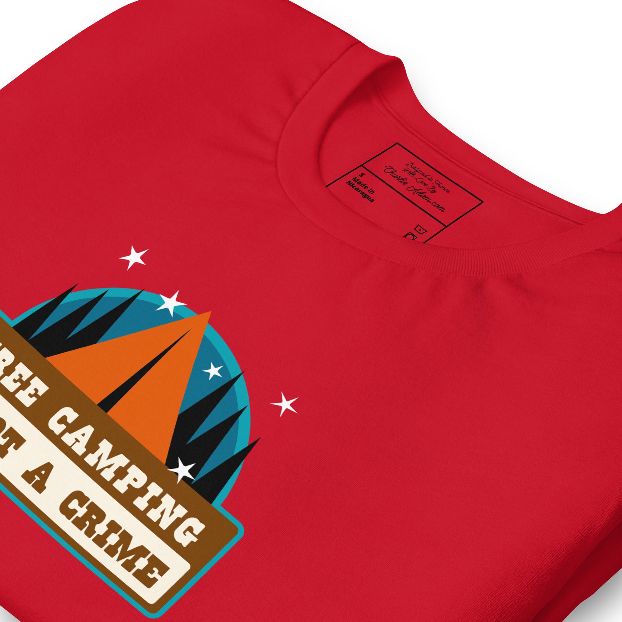 Unisex cotton t-shirt Free Camping is not a Crime on bright colors