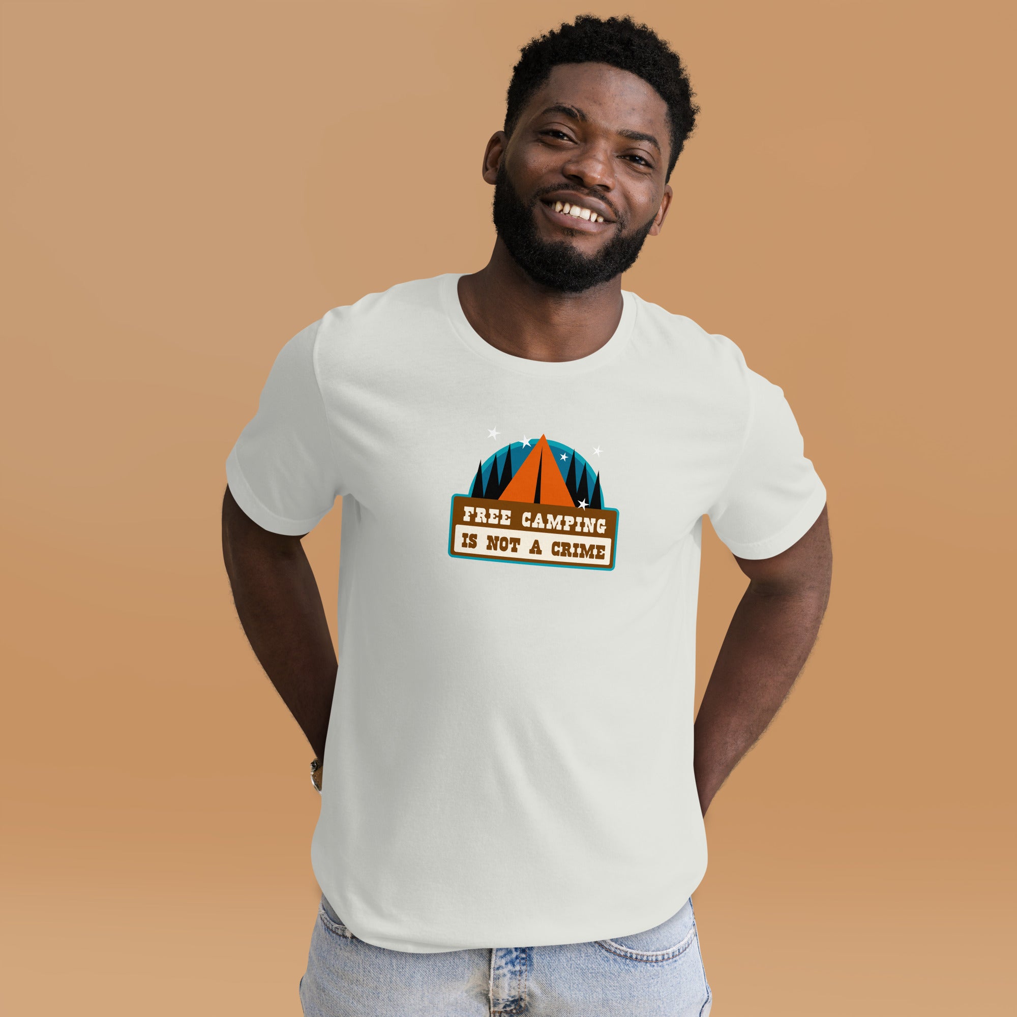 Unisex cotton t-shirt Free Camping is not a Crime on light colors