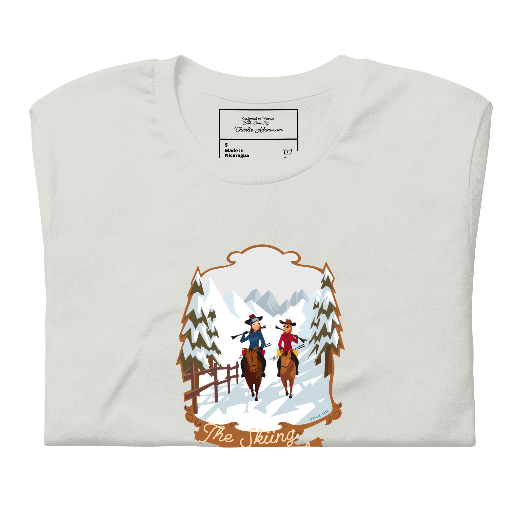 T-shirt en coton unisexe The Skiing Cowgirl sur fond clair