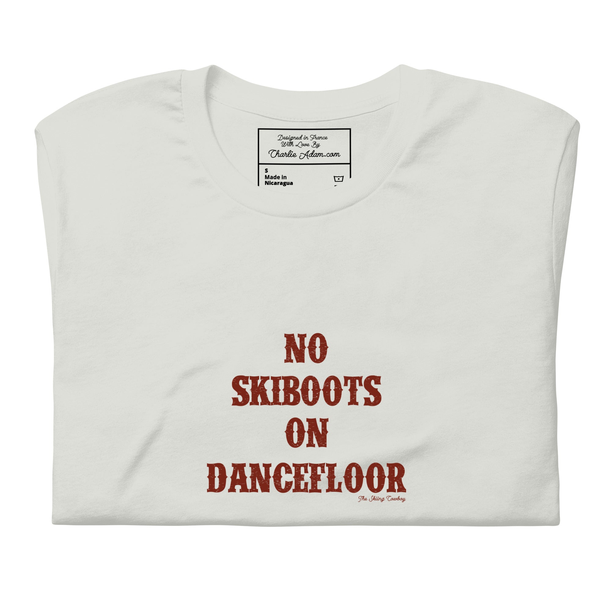 T-shirt en coton unisexe No Skiboots on Dancefloor sur couleurs claires