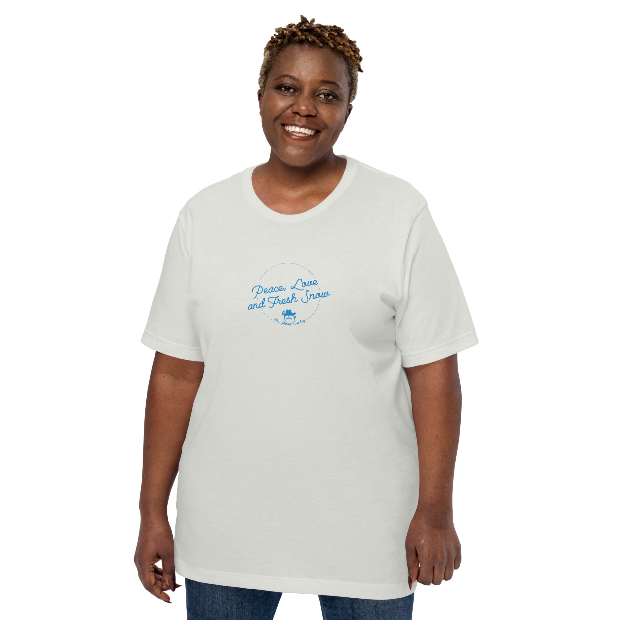 Unisex t-shirt Peace, Love and Fresh Snow on light colors