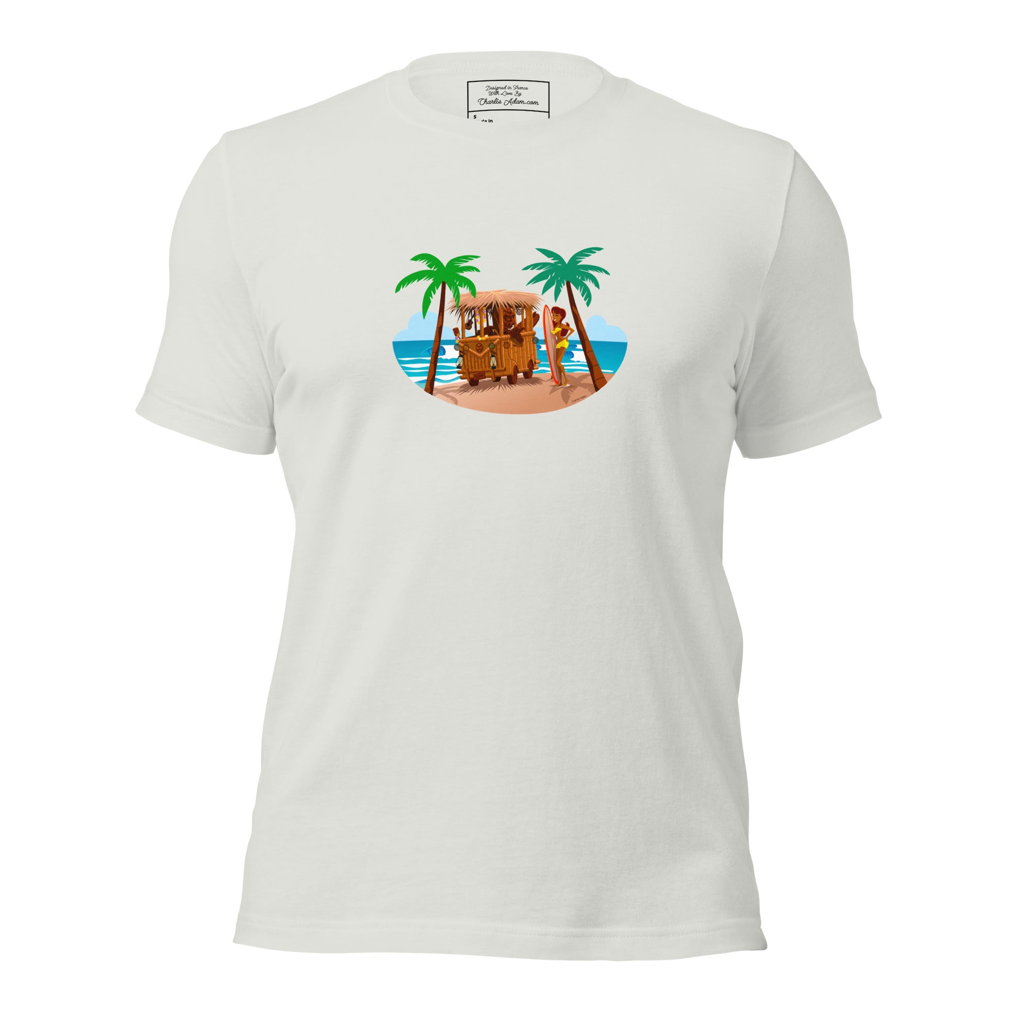 T-shirt en coton unisexe Tiki Kombi sur fond clair