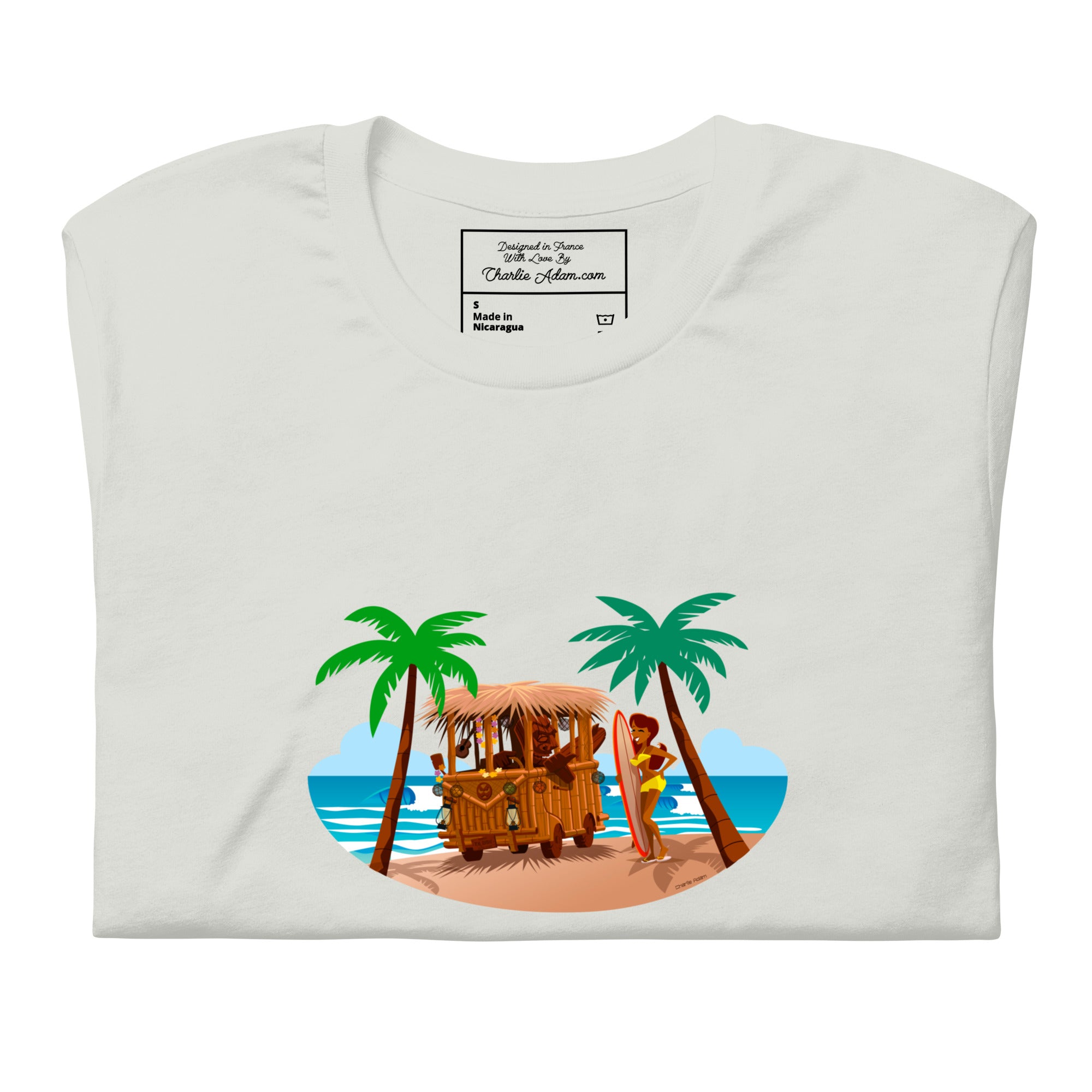 T-shirt en coton unisexe Tiki Kombi sur fond clair