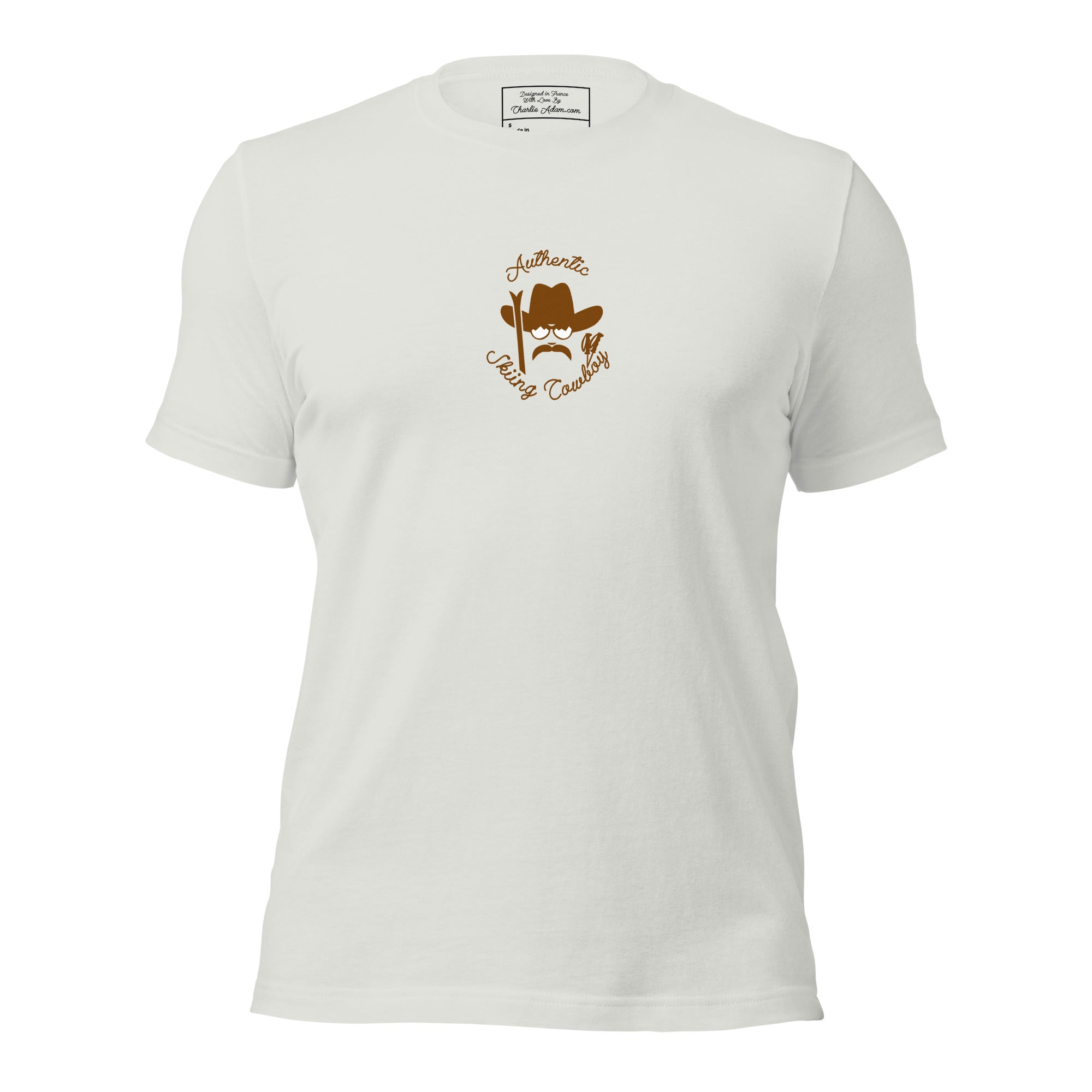 T-shirt en coton unisexe Authentic Skiing Cowboy sur couleurs claires